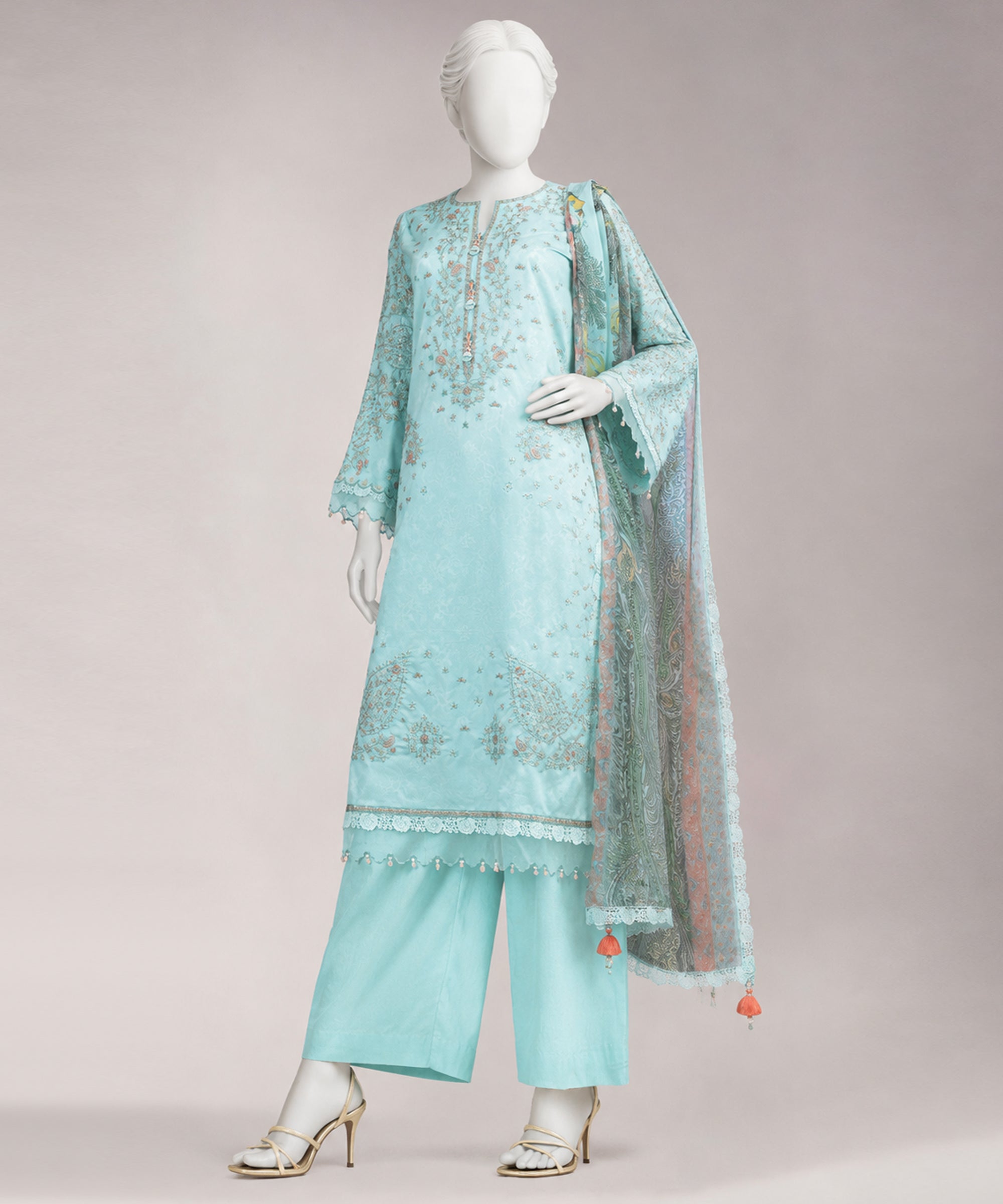 Blue Lawn Embroidered Unstitched 3Pc