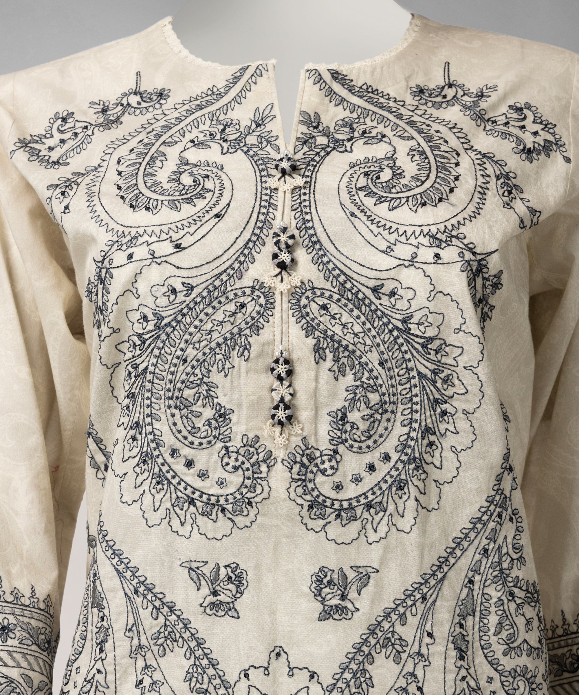 Ivory Lawn Printed Zari Tar Unstitched 3Pc