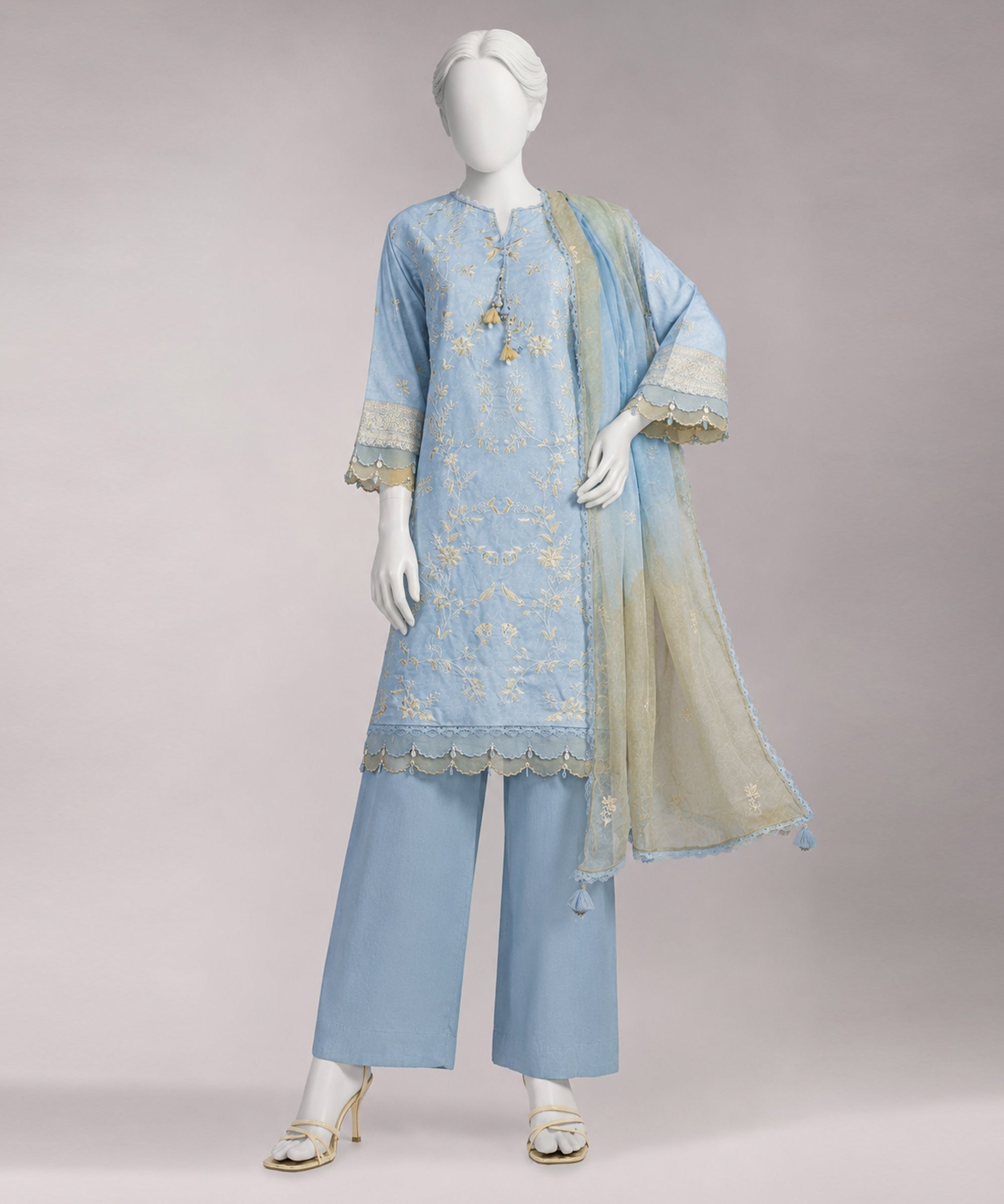 Blue Lawn Embroidered Unstitched 3Pc