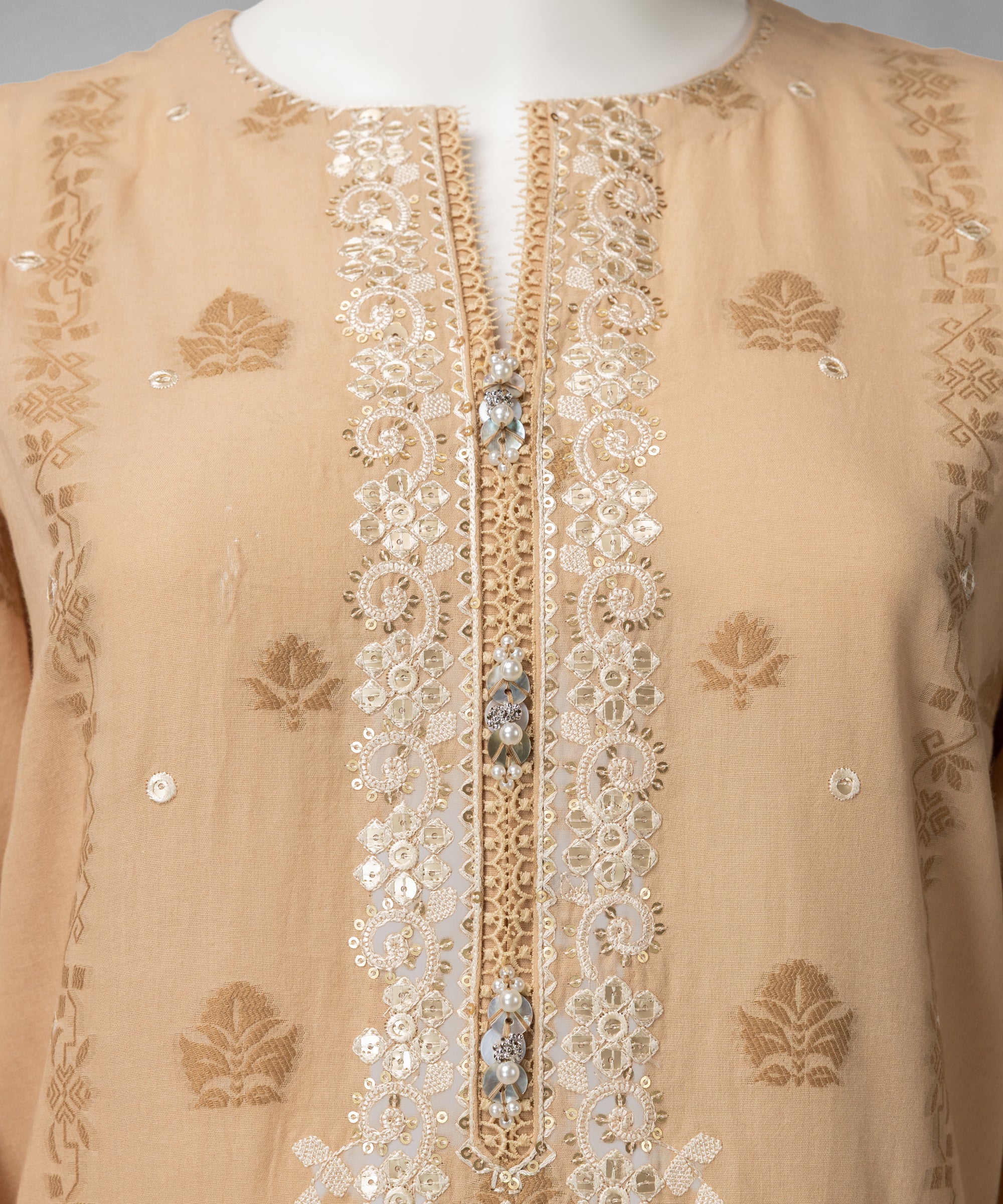 Beige Lawn Embroidered 3Pc