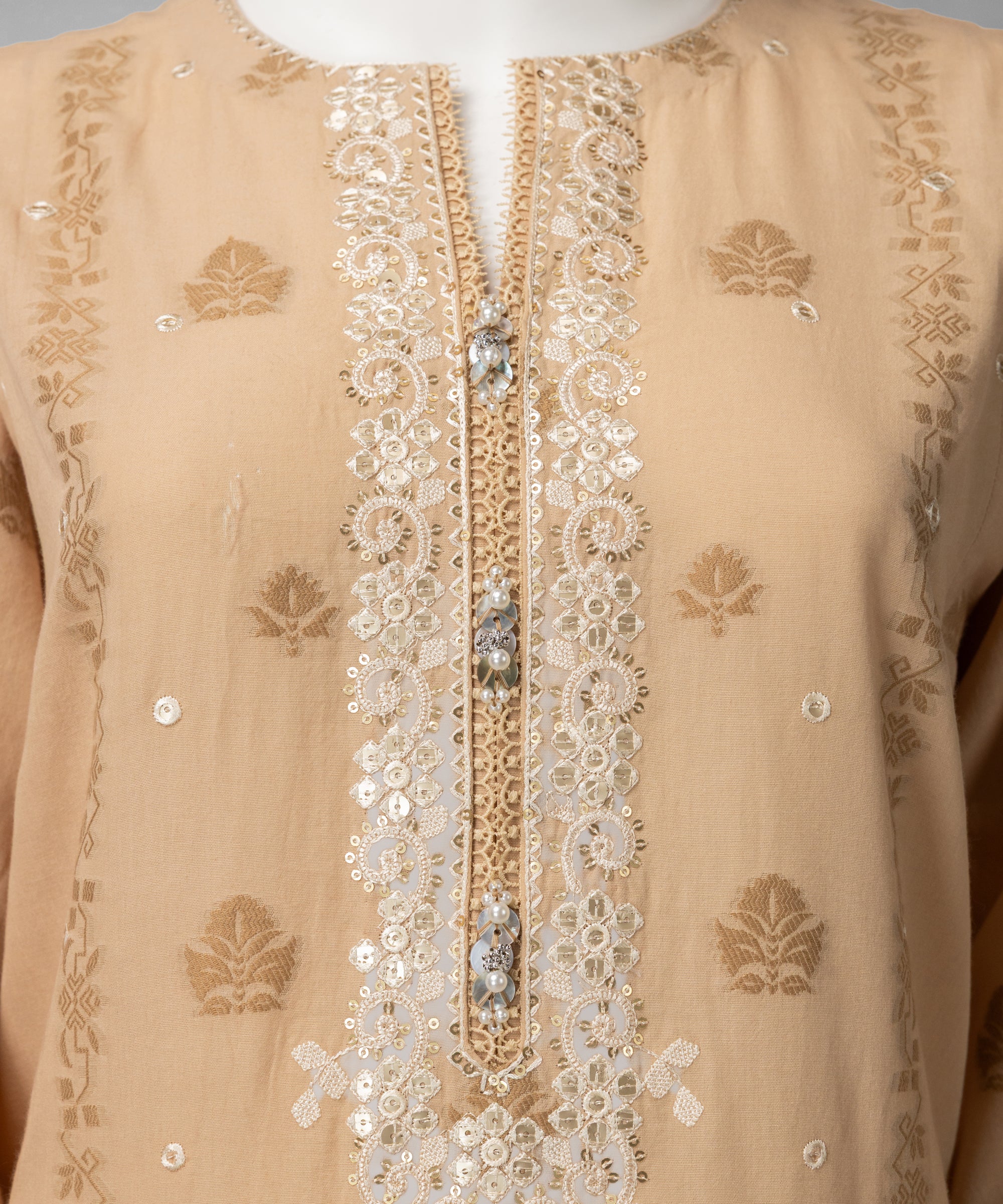 Beige Lawn Embroidered 3Pc