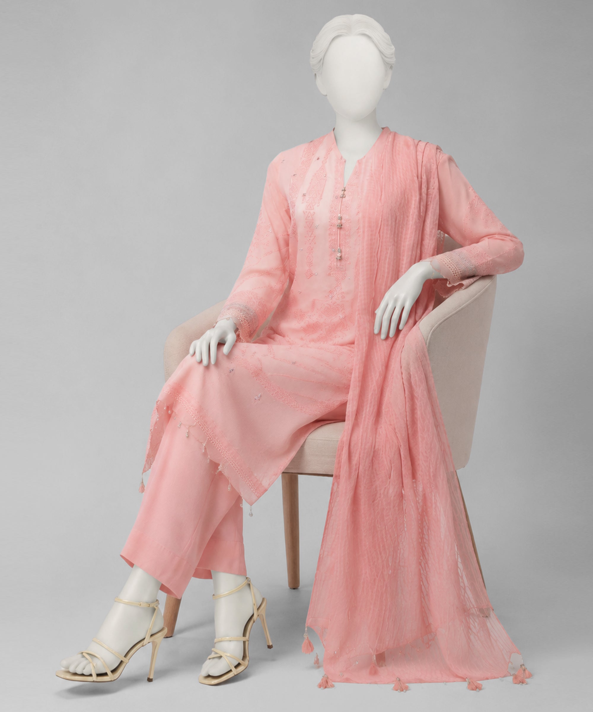 Pink Lawn Embroidered 3Pc