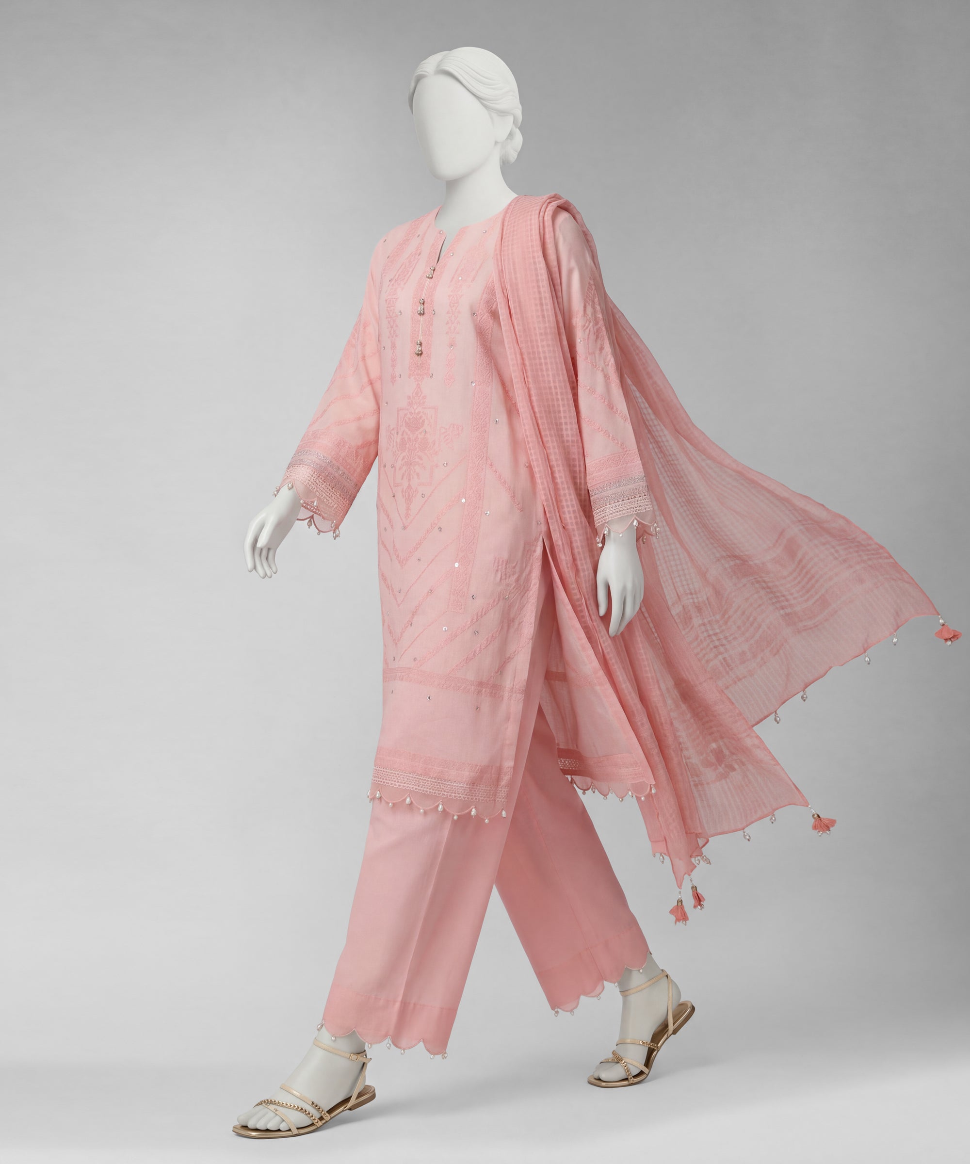 Pink Lawn Embroidered 3Pc