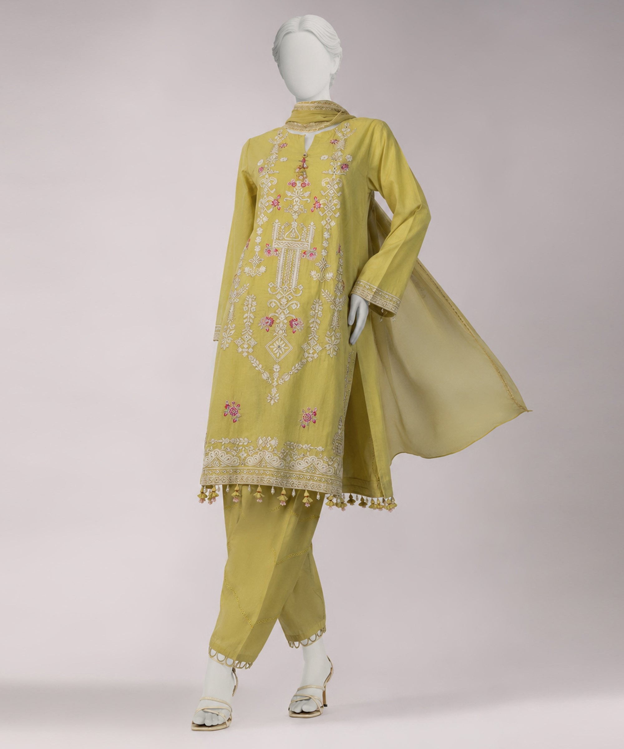 Yellow Lawn Embroidered Unstitched 3PC