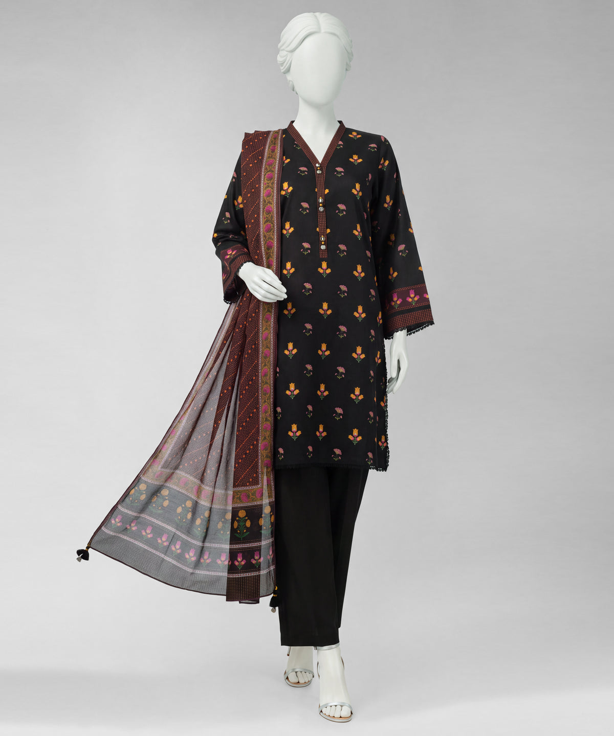 Black Digital Printed Liminal Unstitched 3Pc