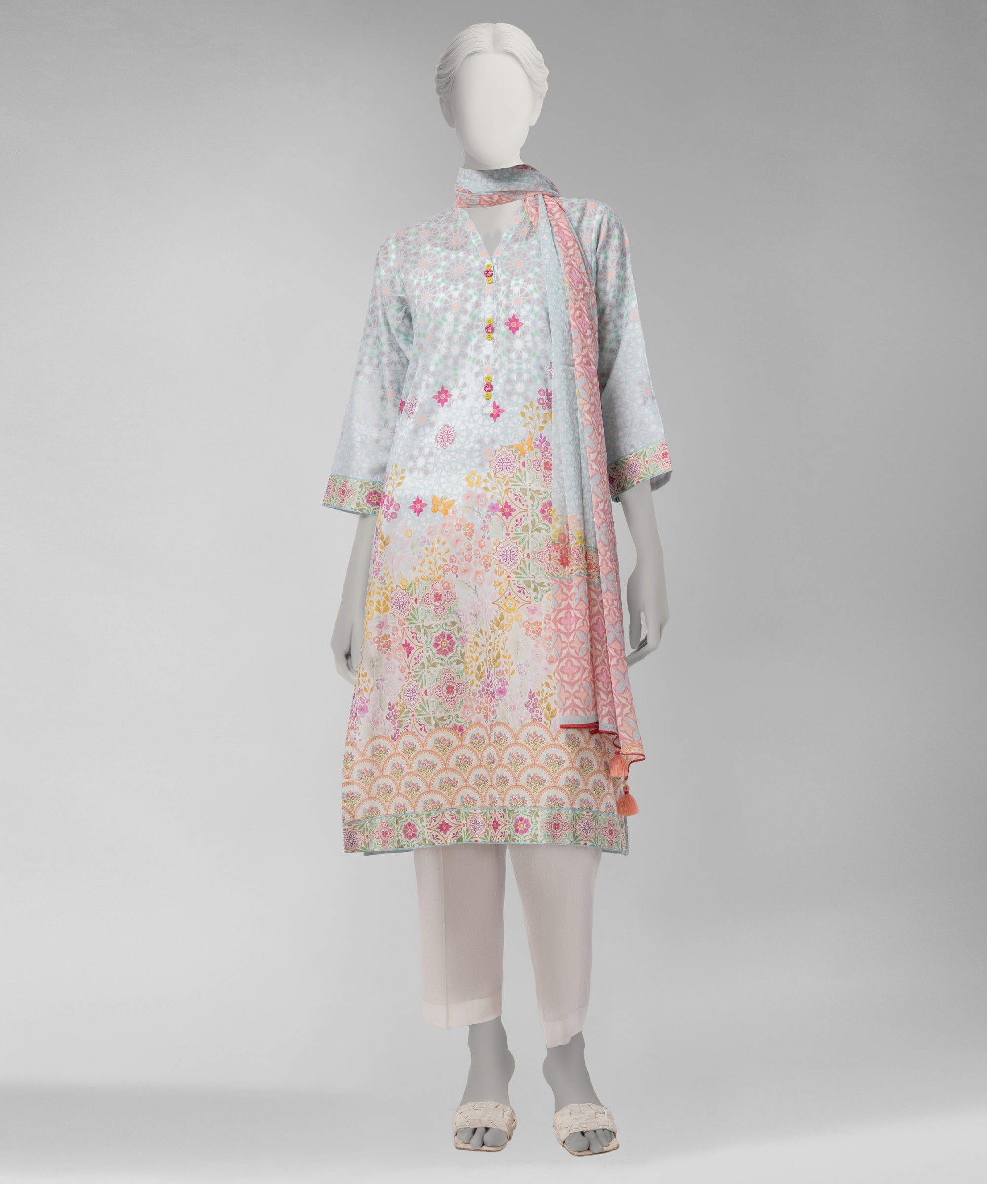 Sky Blue Digital Printed Liminal Unstitched 3Pc