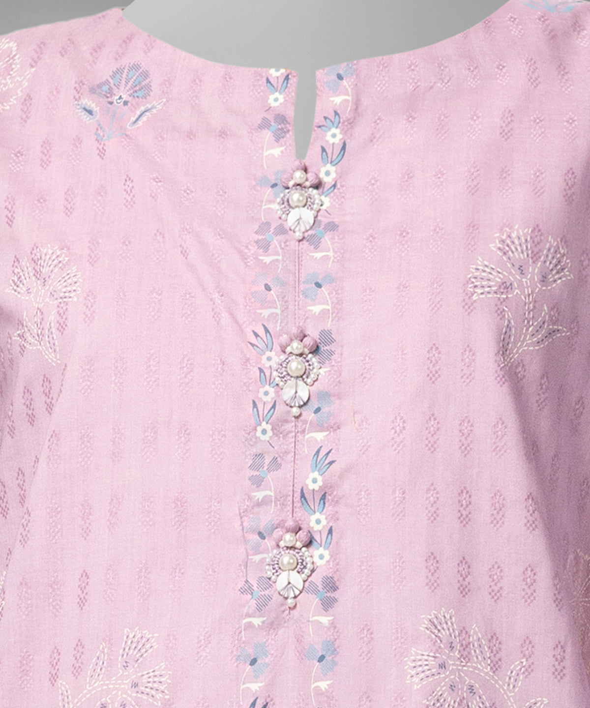 Pink Paste Printed Dobby Unstitched 3Pc