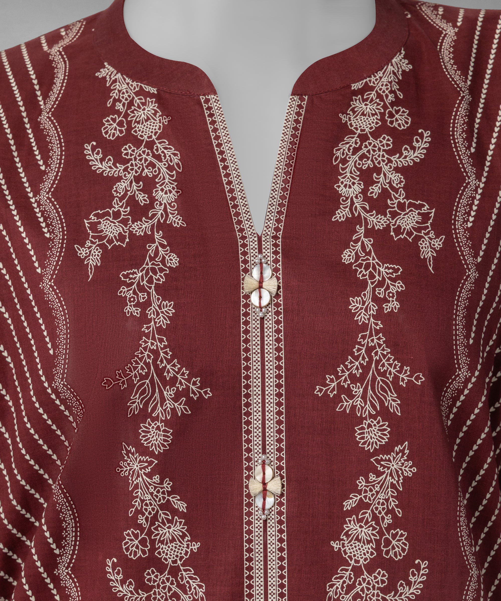Maroon Embroidered Liminal Unstitched 3Pc