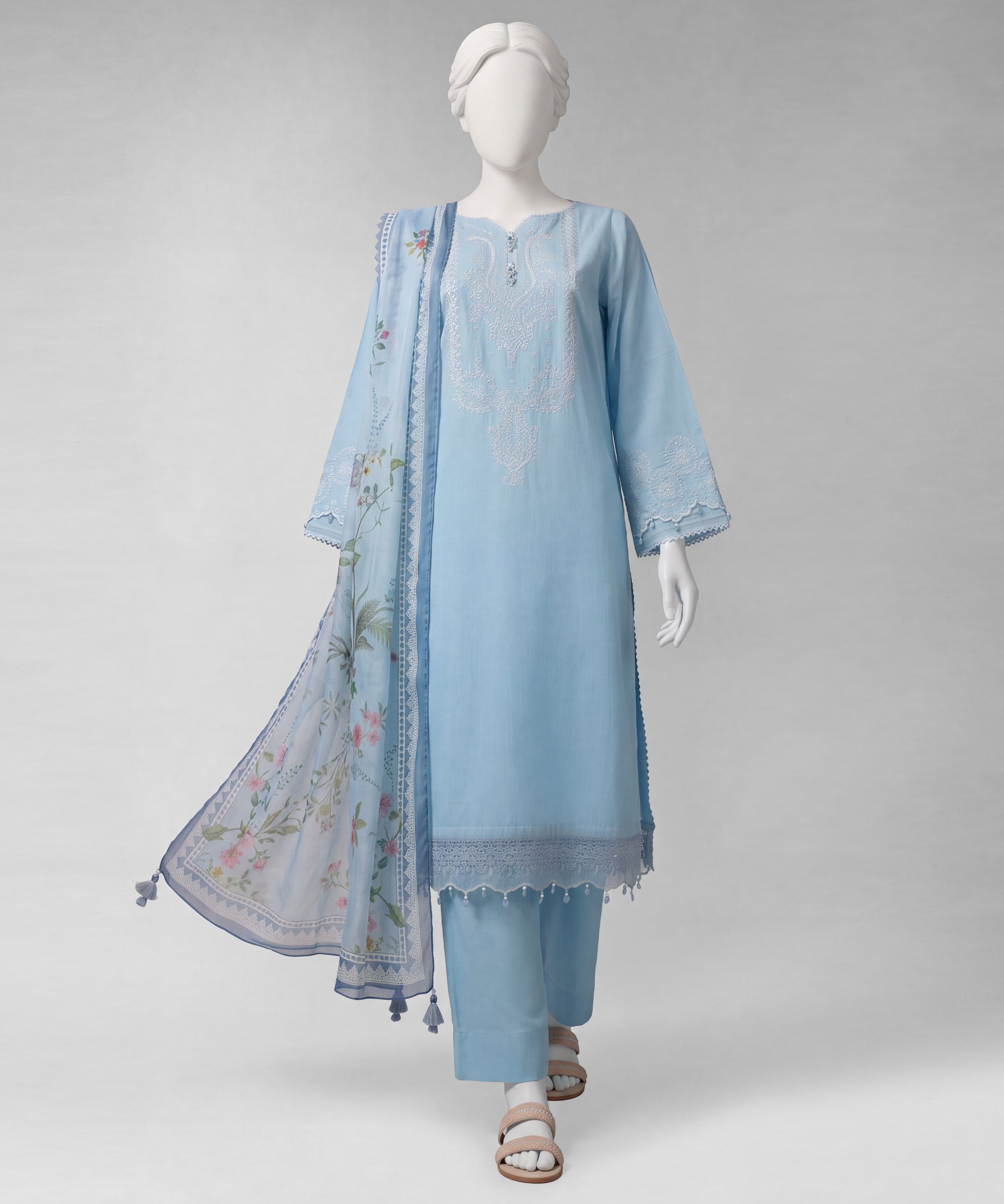 Blue Embroidered Liminal Unstitched 3Pc
