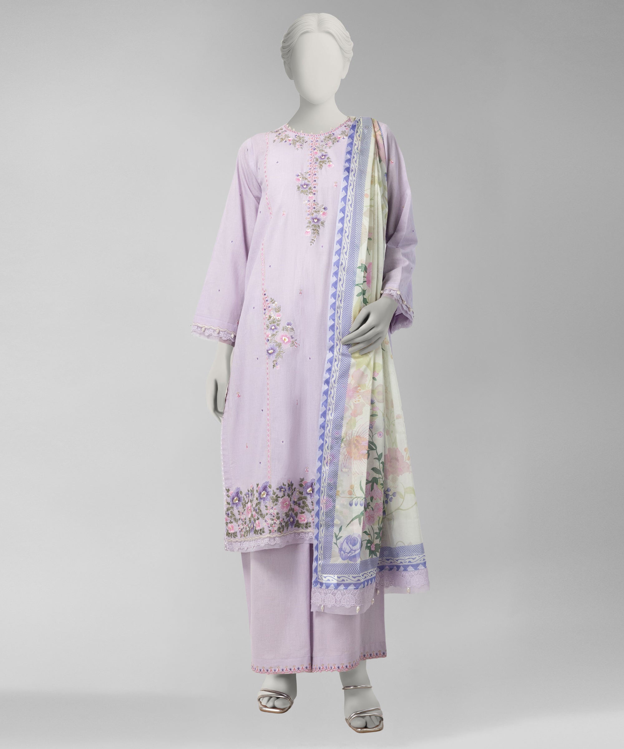 Purple Embroidered Liminal Unstitched 3Pc