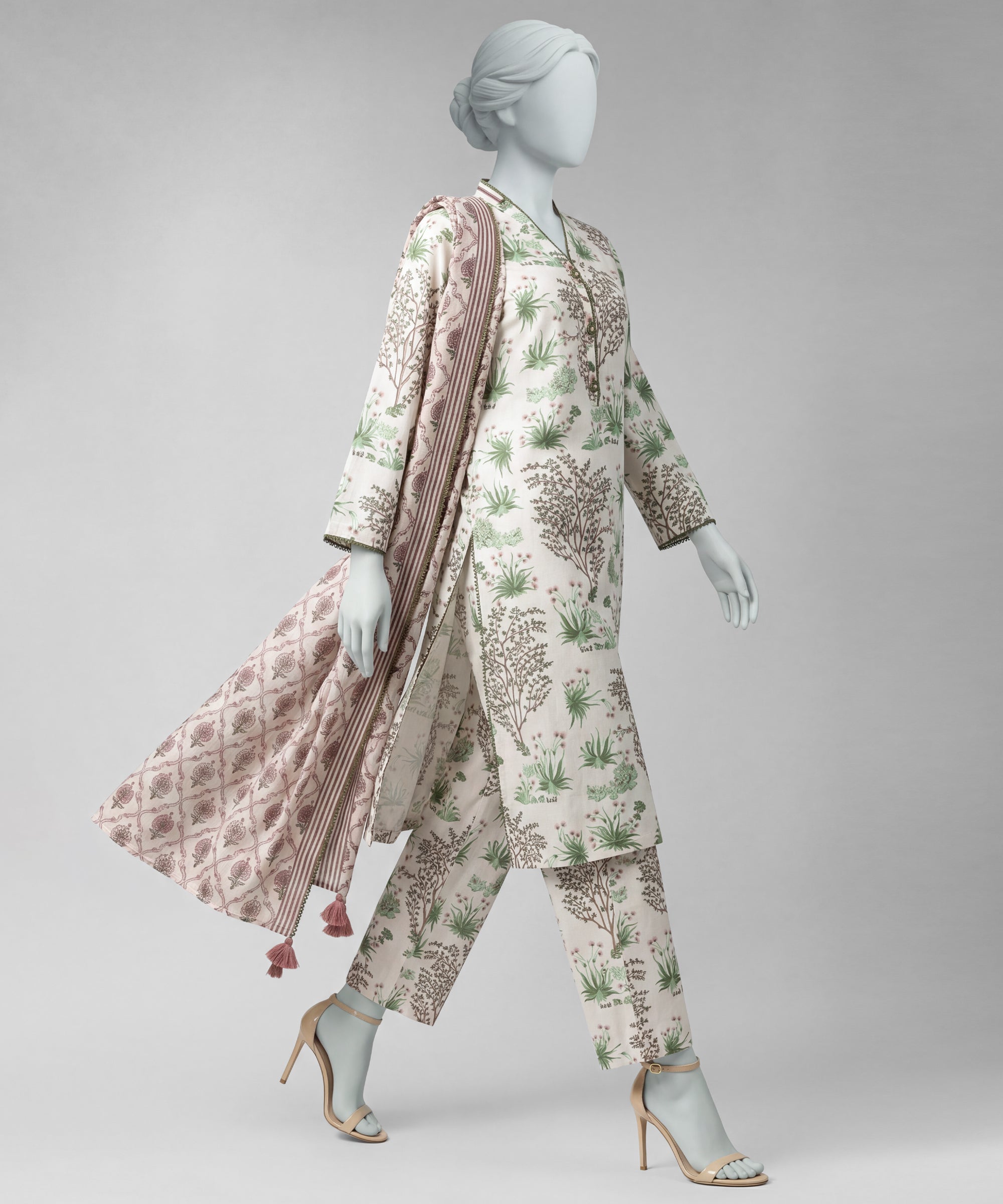 Off White Lawn Printed Unstitched 3Pc