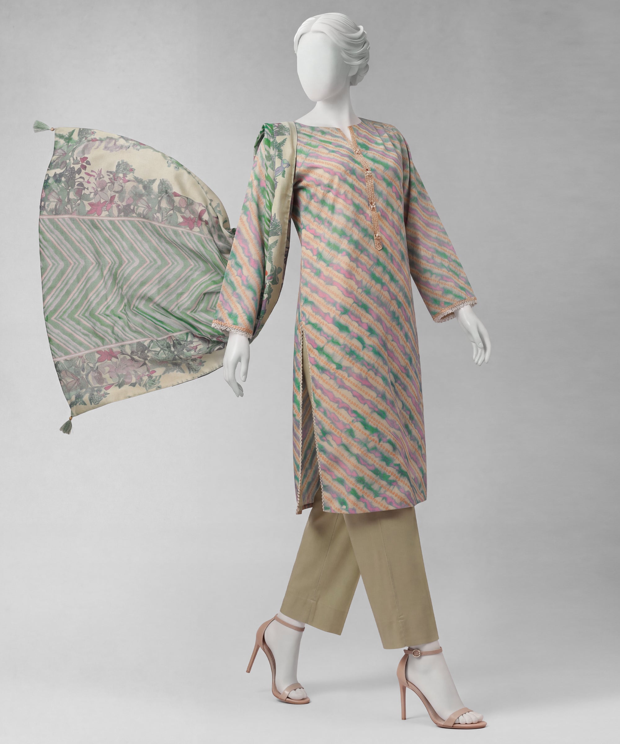 Green Lawn Printed Unstitched 3Pc
