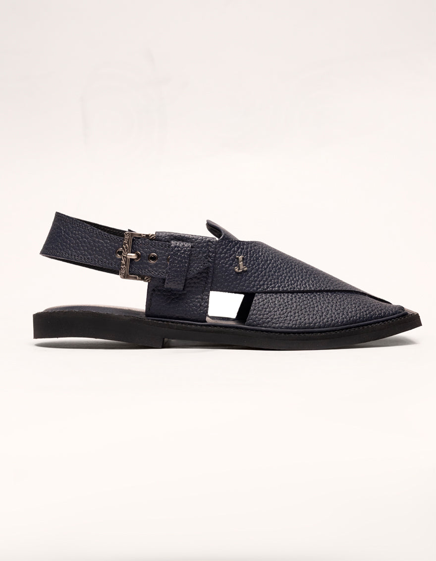 BLUE TEXTURED PESHAWARI SANDALS