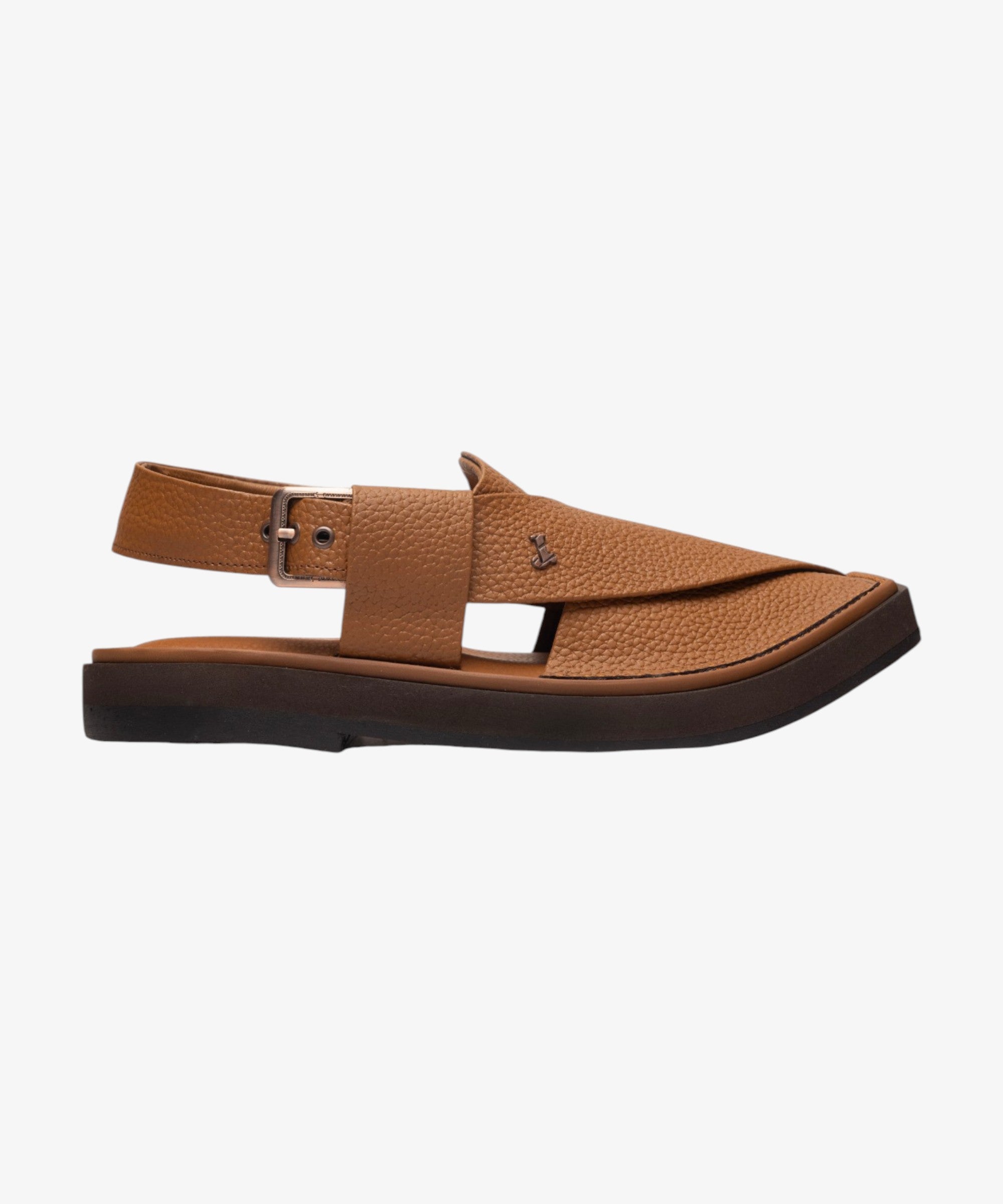 BROWN TEXTURED PESHAWARI SANDALS