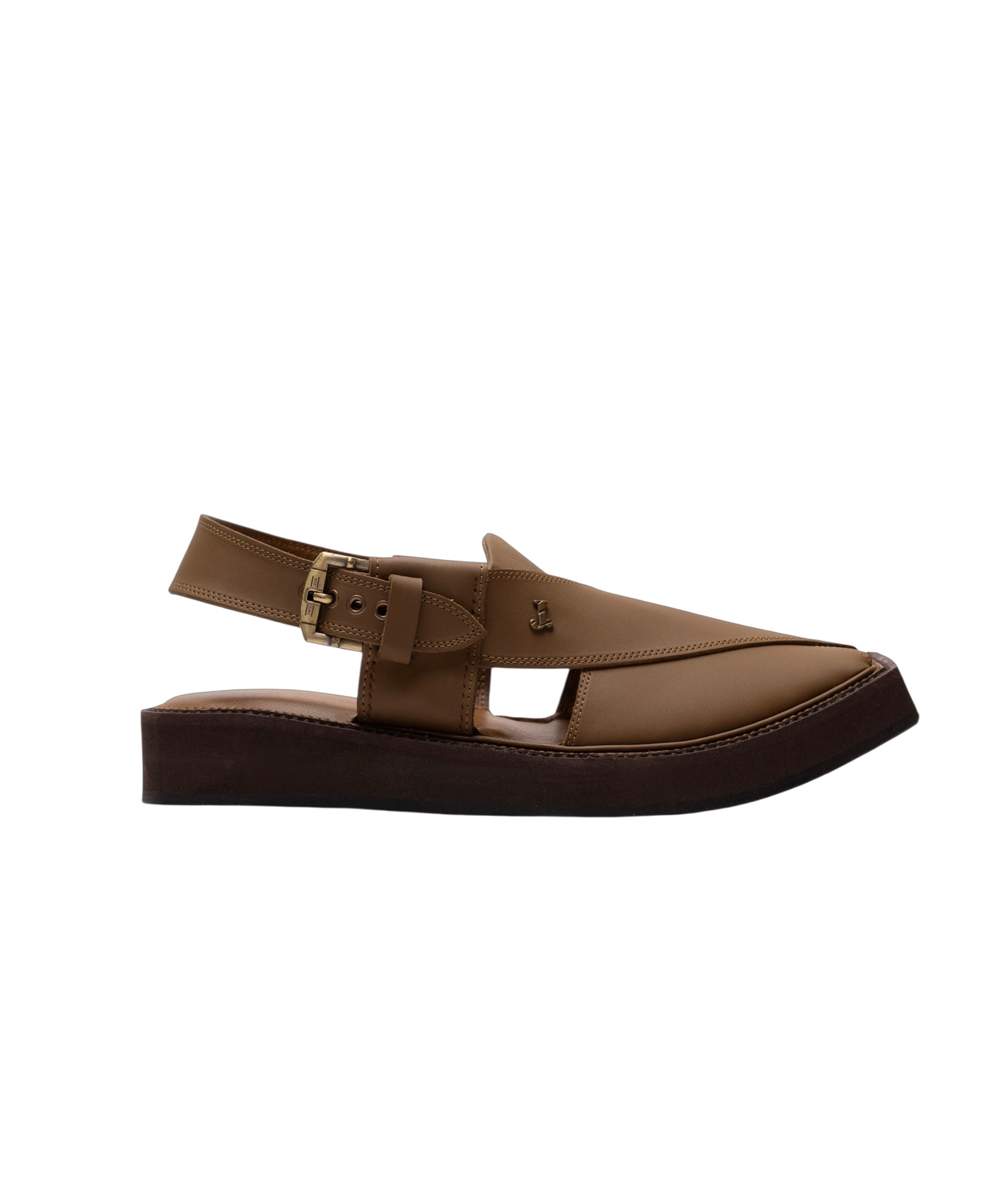 Camel Brown Textured Peshawari Sandals