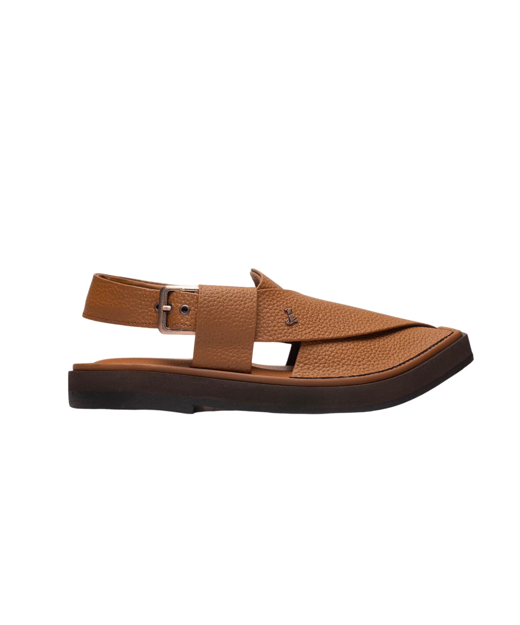 BROWN TEXTURED PESHAWARI SANDALS