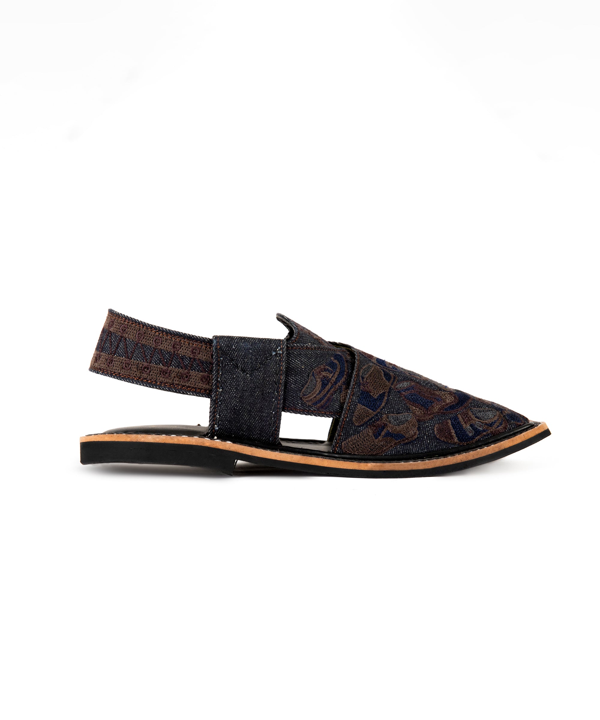 DENIM BLACK PESHAWARI SANDALS