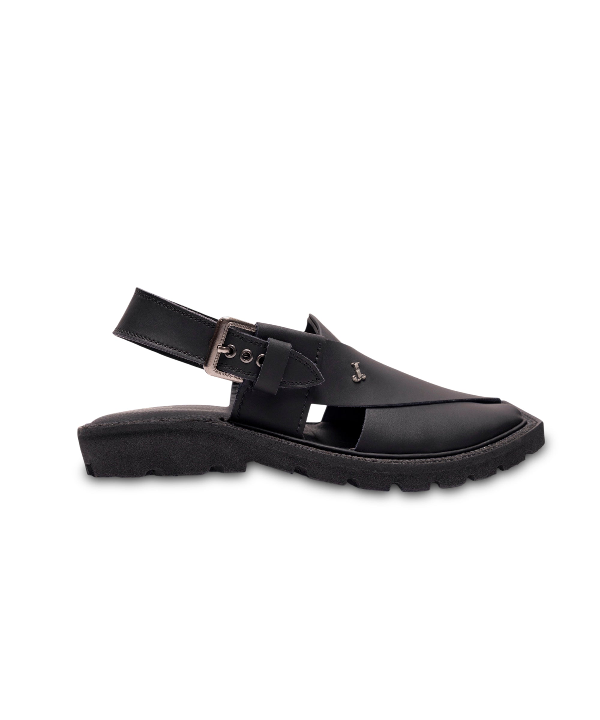 MATT BLACK PLAIN CLASSIC PESHAWARI SANDALS