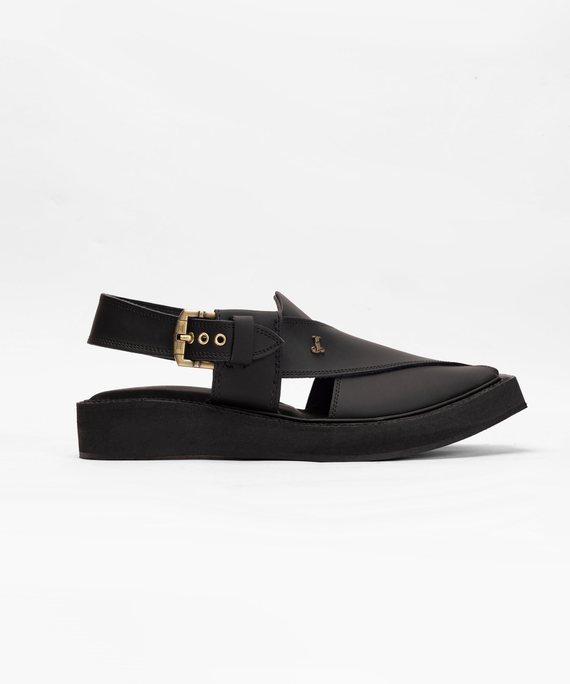 MATT BLACK PLAIN PESHAWARI SANDALS
