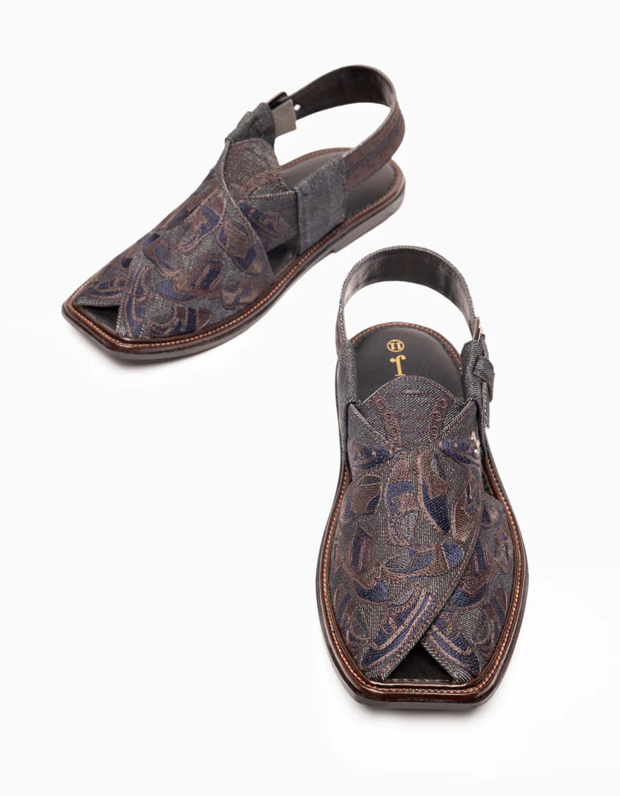 DENIM BLACK PESHAWARI SANDALS