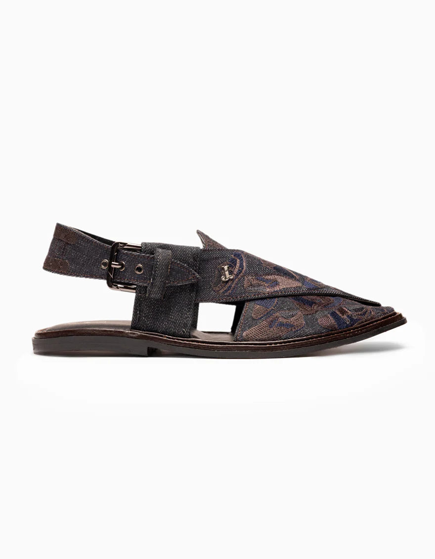DENIM BLACK PESHAWARI SANDALS