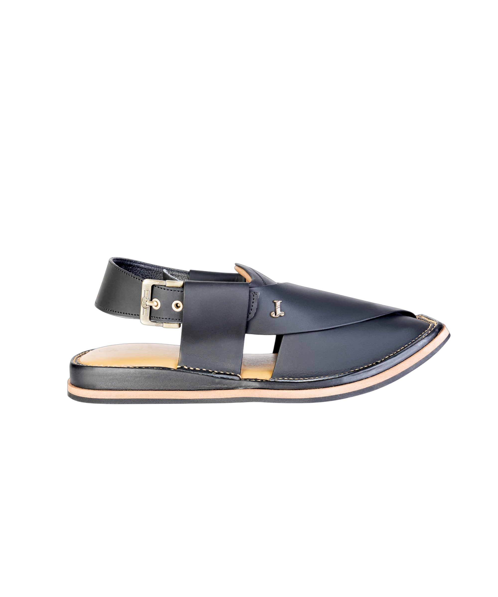 MATT BLACK PLAIN PESHAWARI SANDALS