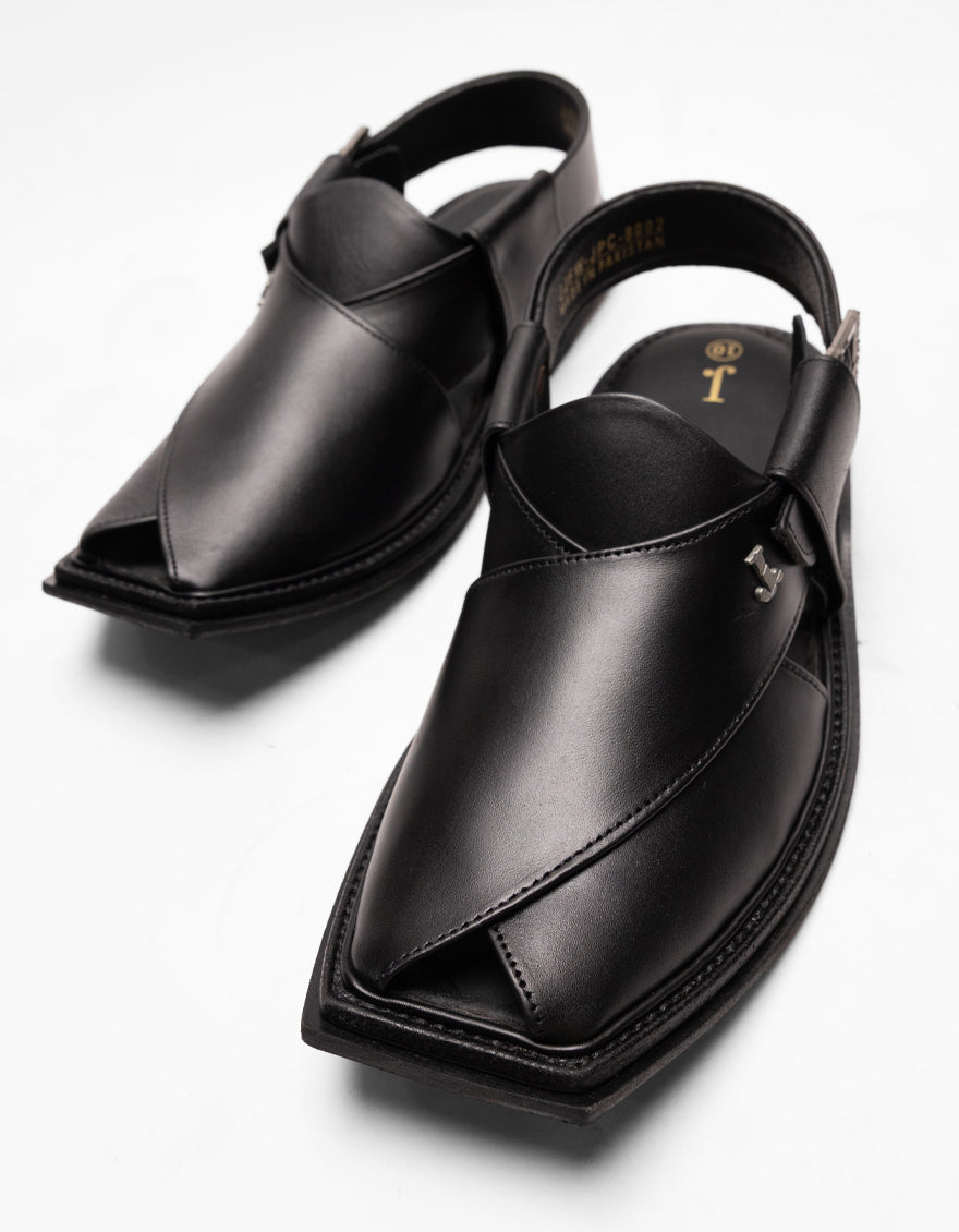 BLACK PLAIN PESHAWARI SANDALS