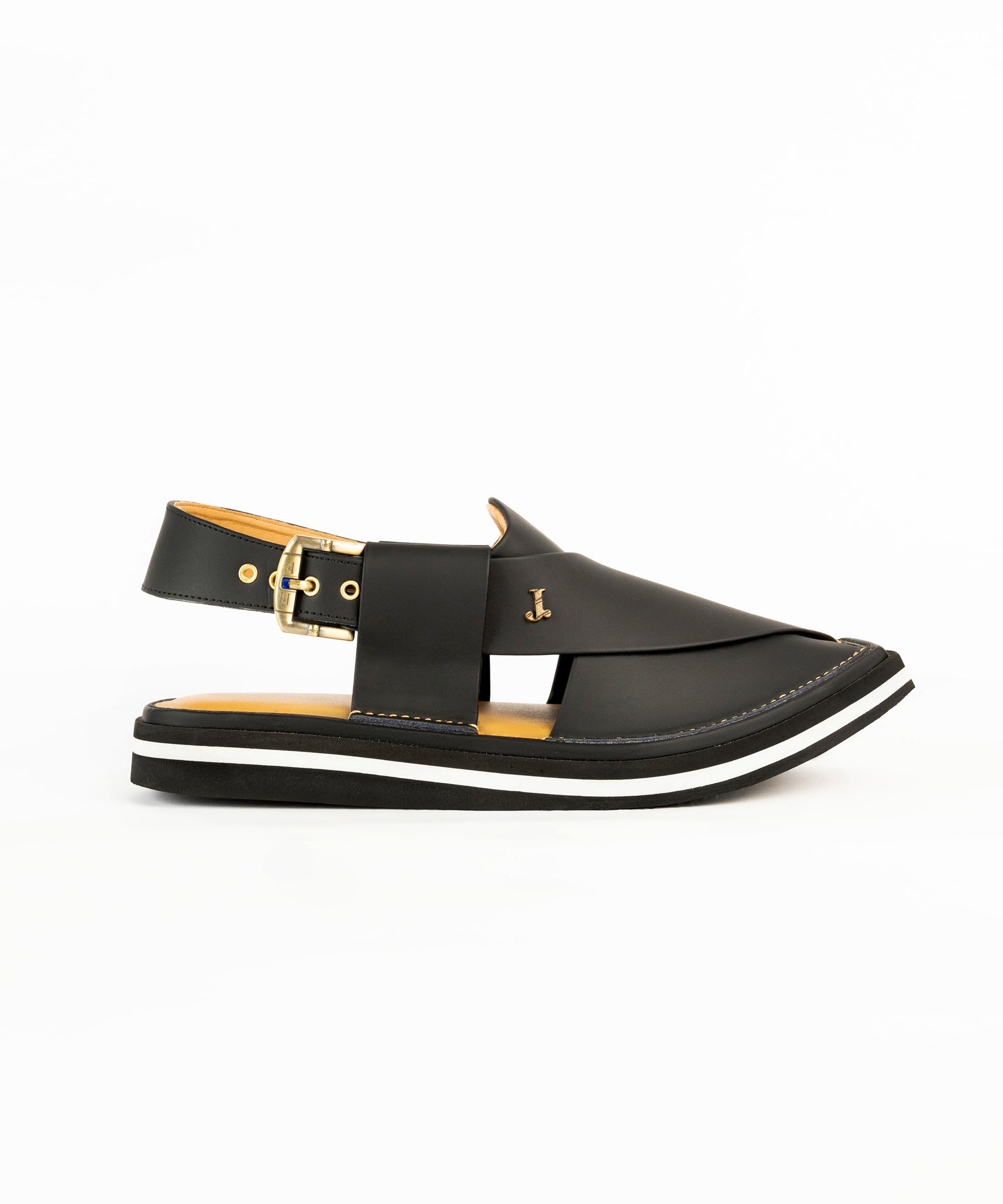 MATT BLACK PLAIN PESHAWARI SANDALS