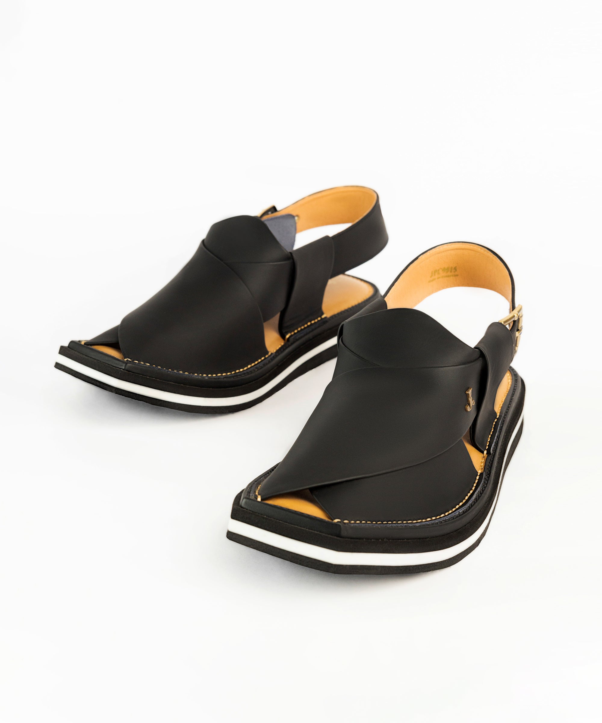 MATT BLACK PLAIN PESHAWARI SANDALS