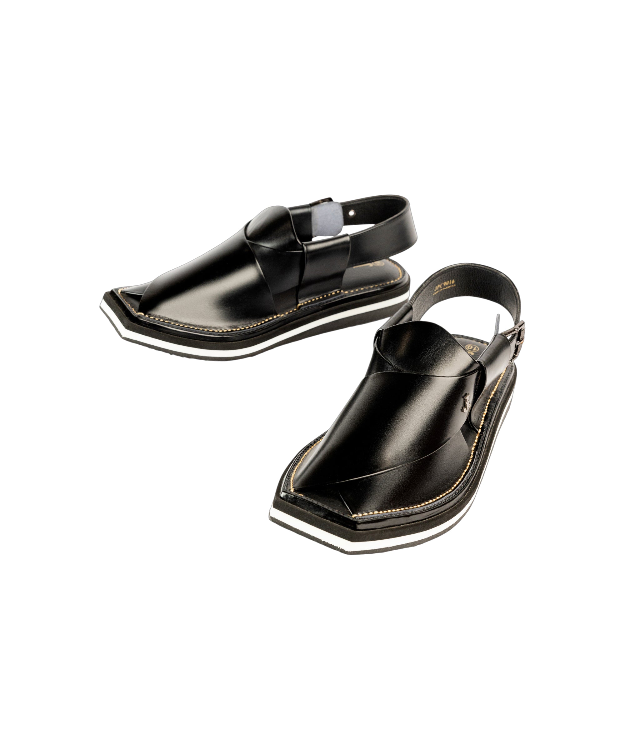 SHINY BLACK PLAIN PESHAWARI SANDALS