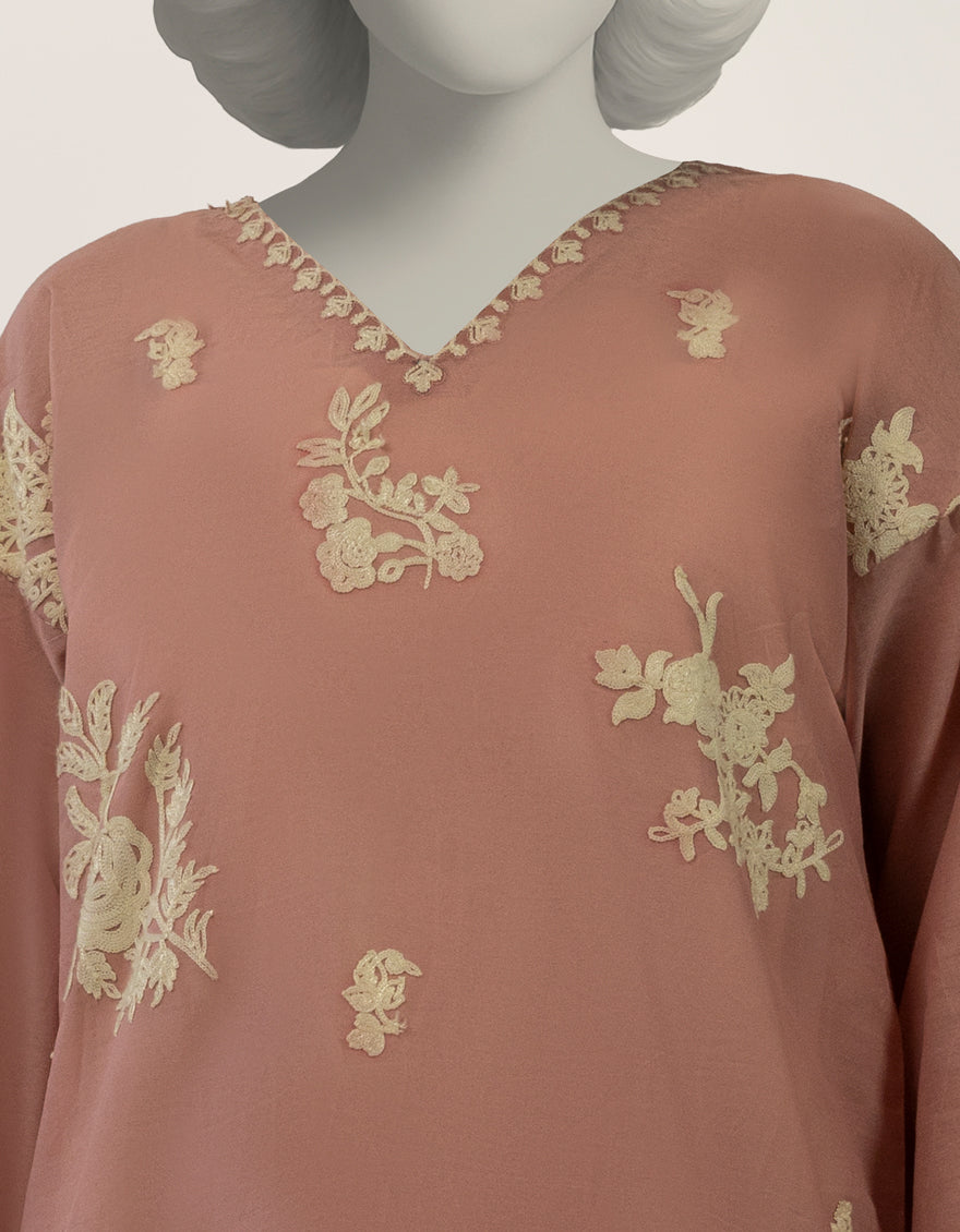 PINK COTTON NET EMBROIDERED FORMAL CO-ORD SET