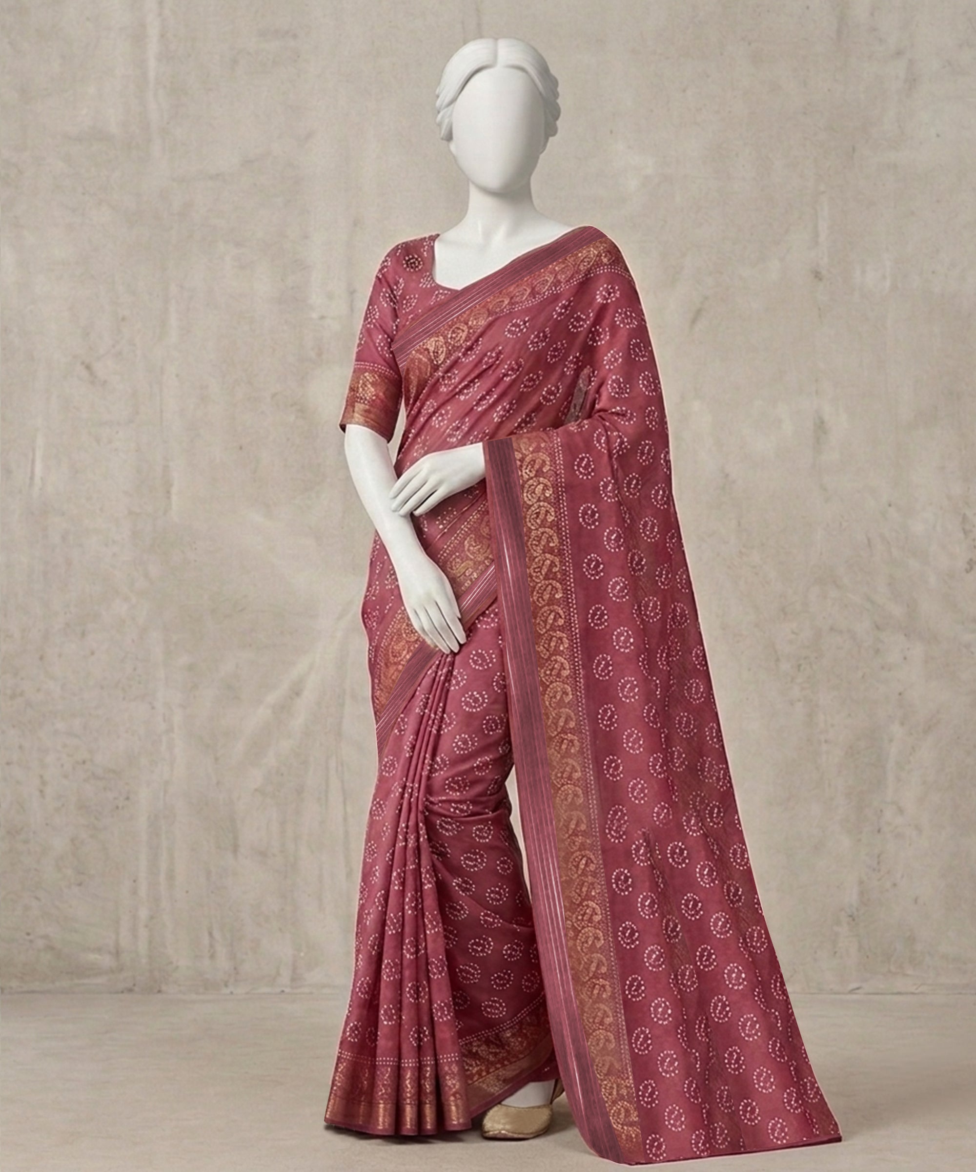 MAROON LAWN STITCHED SAREE