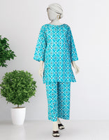 BLUE LAWN PRINTED KURTA