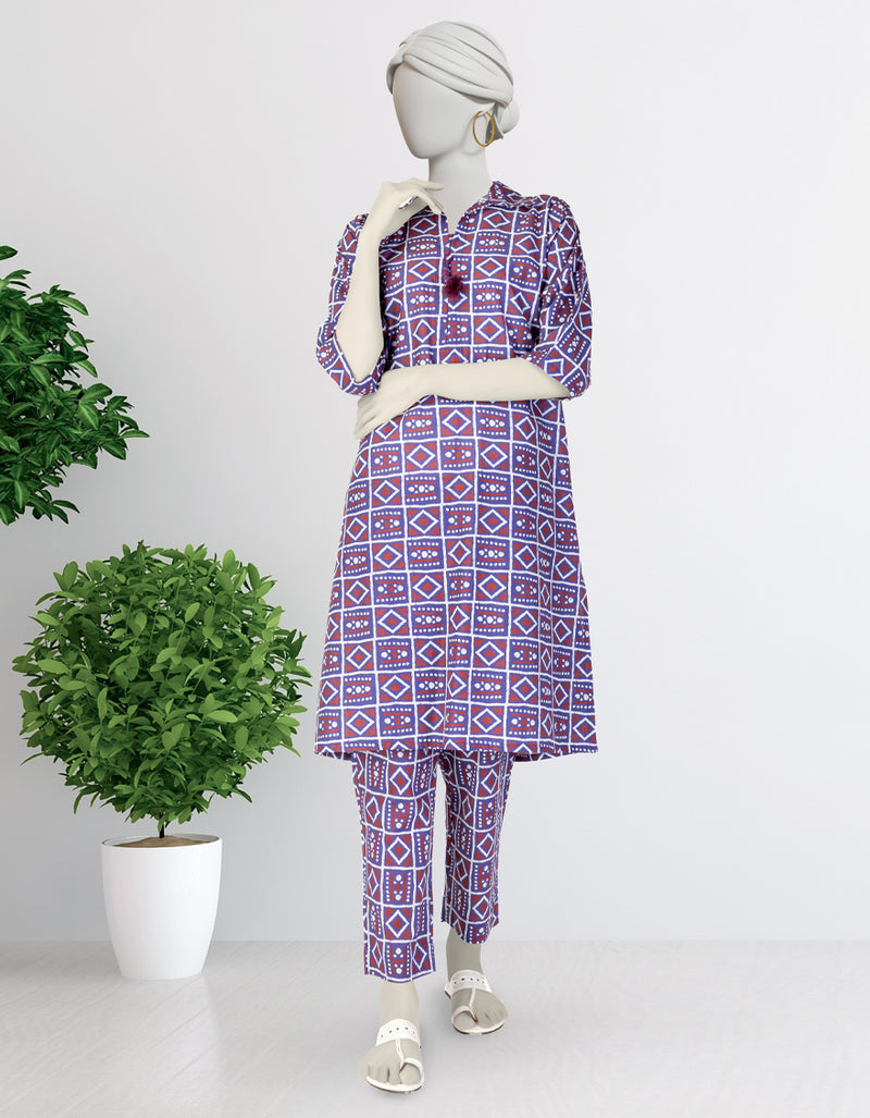 PURPLE LAWN PRINTED KURTA