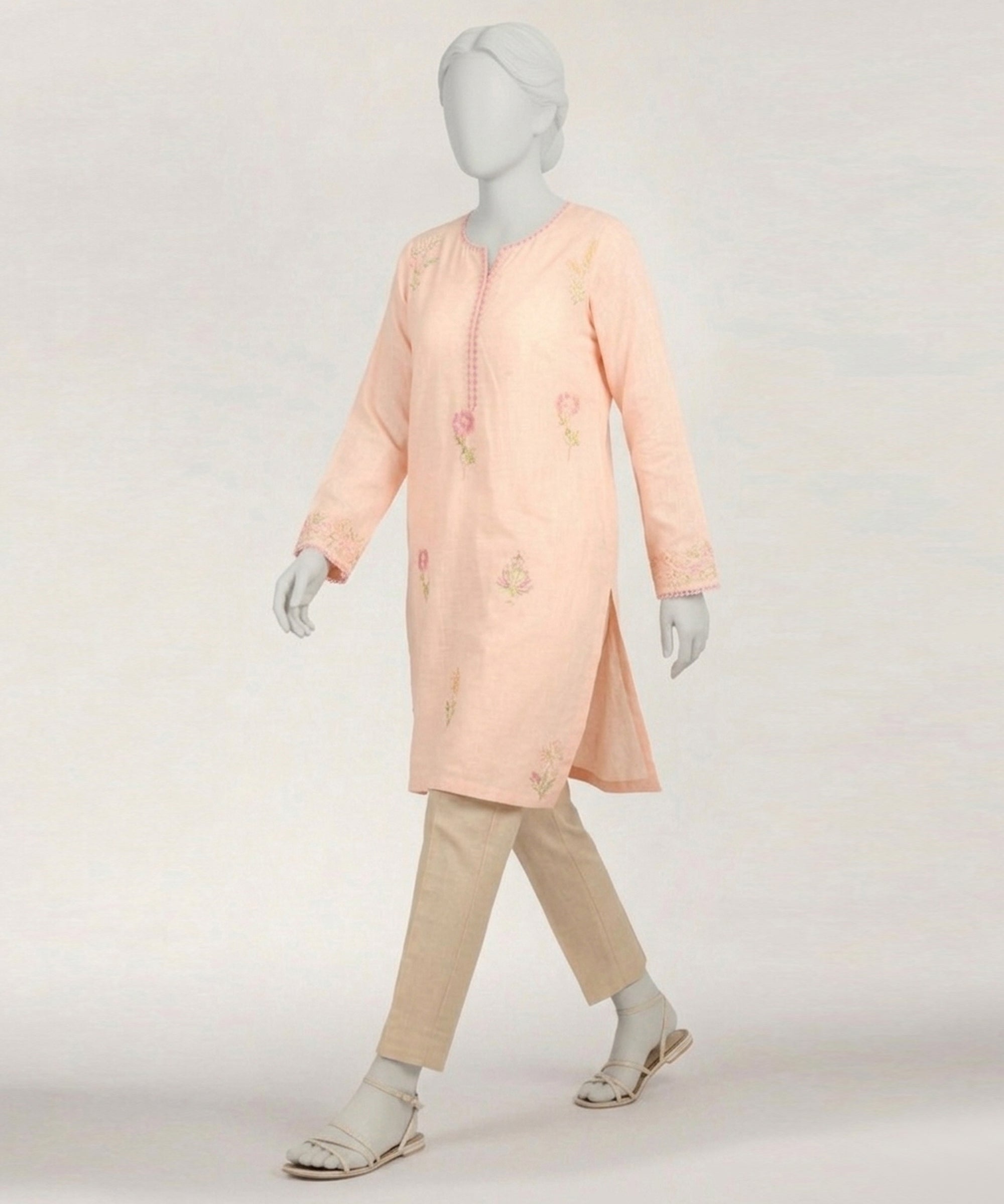 PINK LAWN EMBROIDERED KURTA