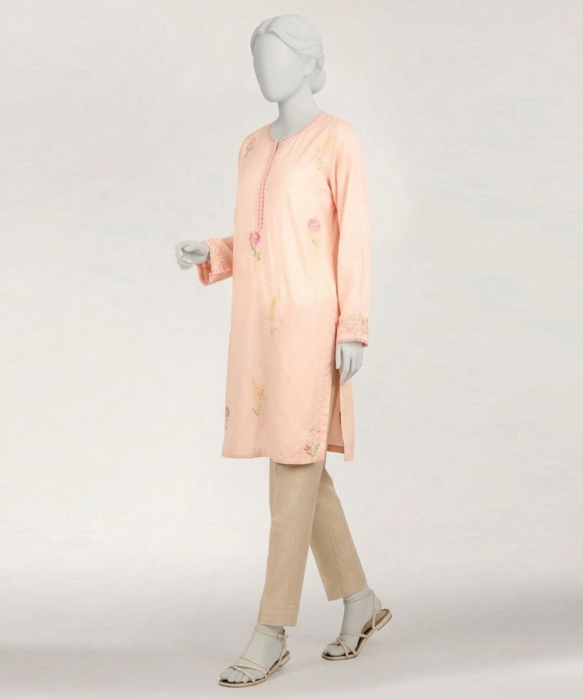 PINK LAWN EMBROIDERED KURTA