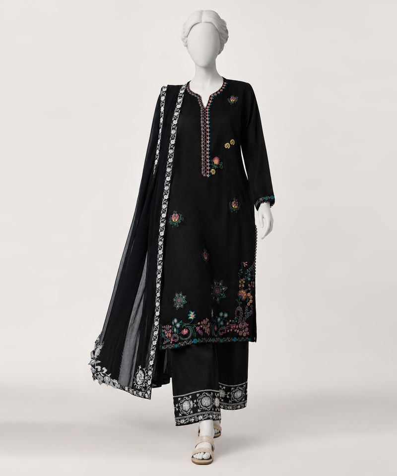 Black Lawn Embroidered Kurta