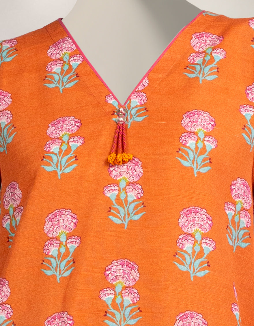 ORANGE KHADDAR PRINTED CO-ORD SET