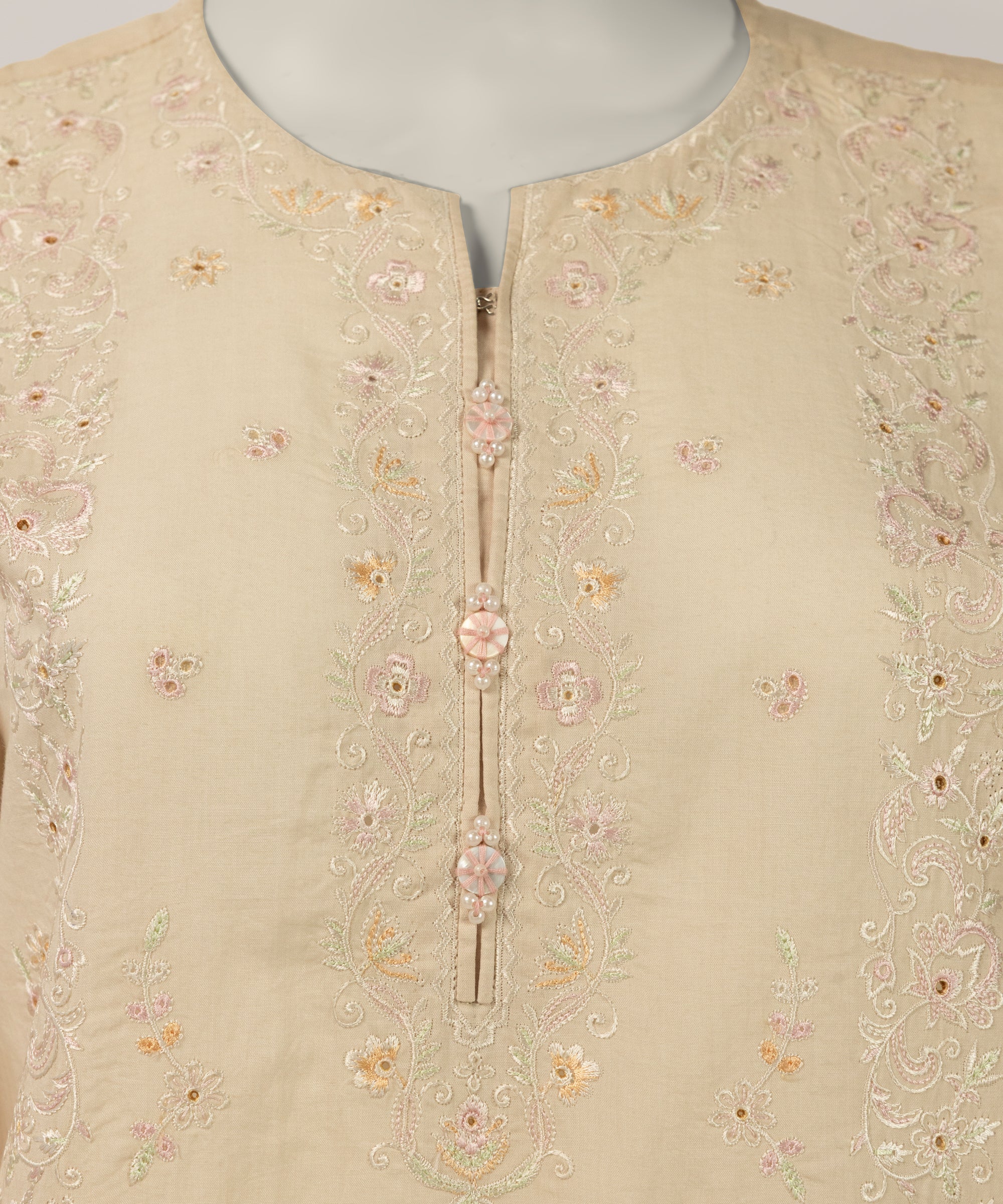 BEIGE LAWN SCHIFFLI CO-ORD SET
