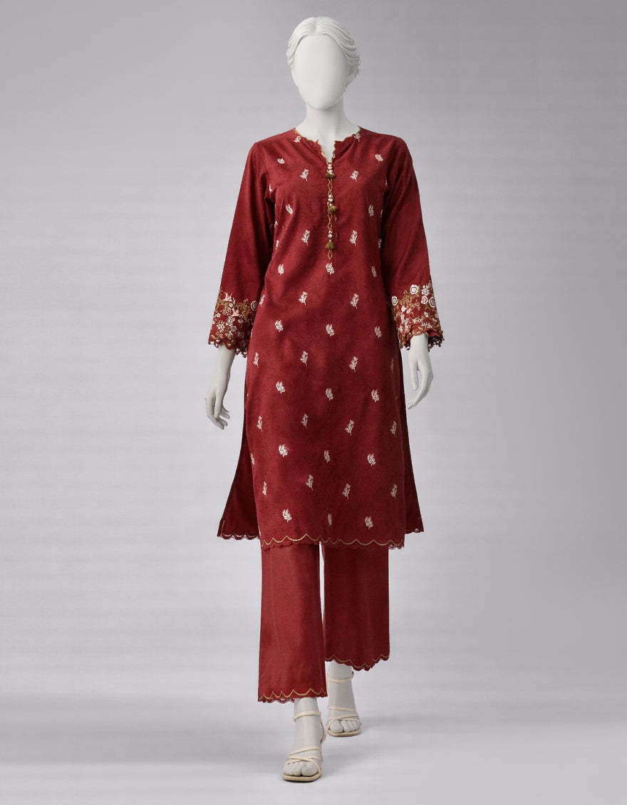 MULTICOLOR TEXTURED EMBROIDERED UNSTITCHED 2PC