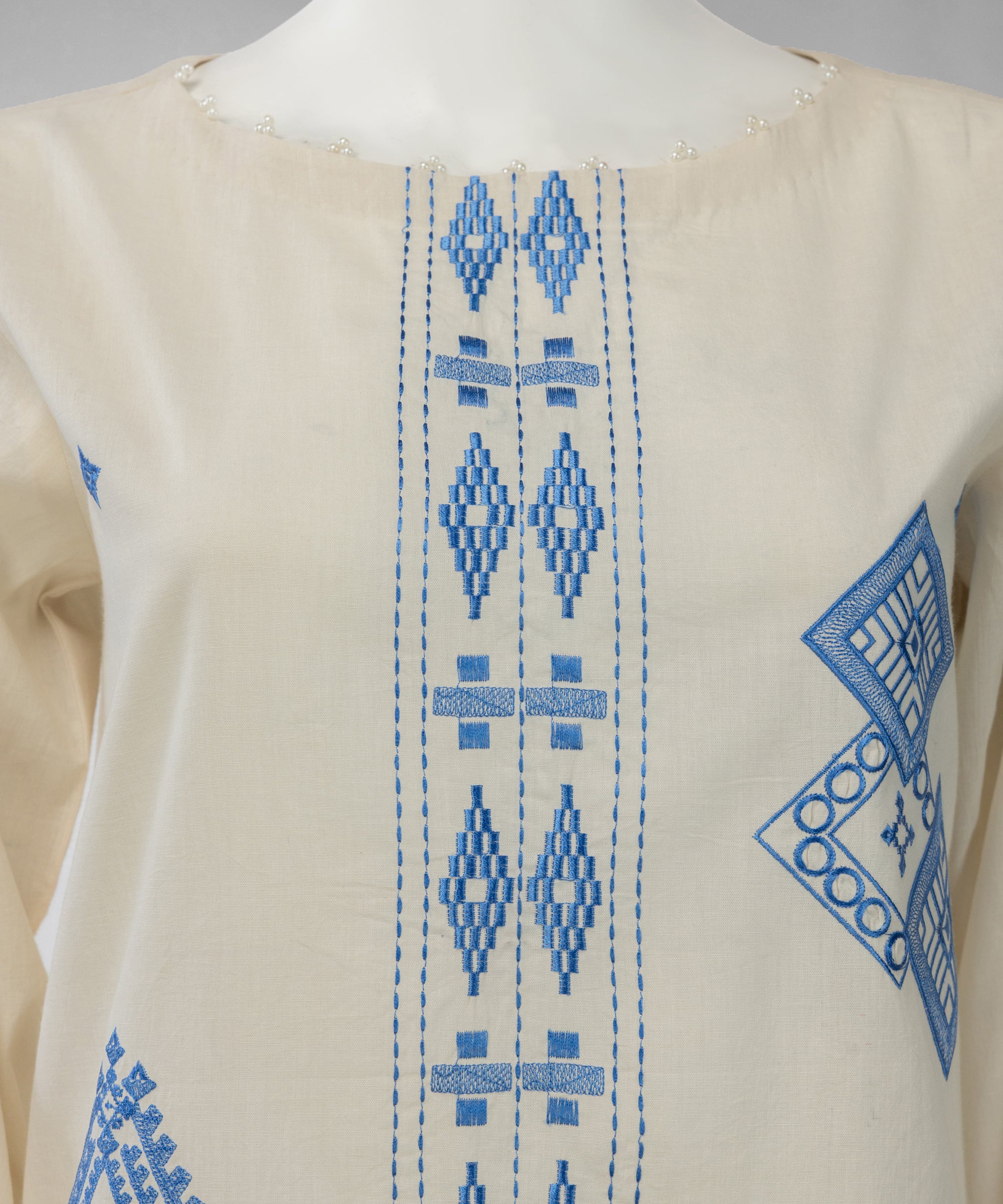 Off White Lawn Embroidered Unstitched 2Pc