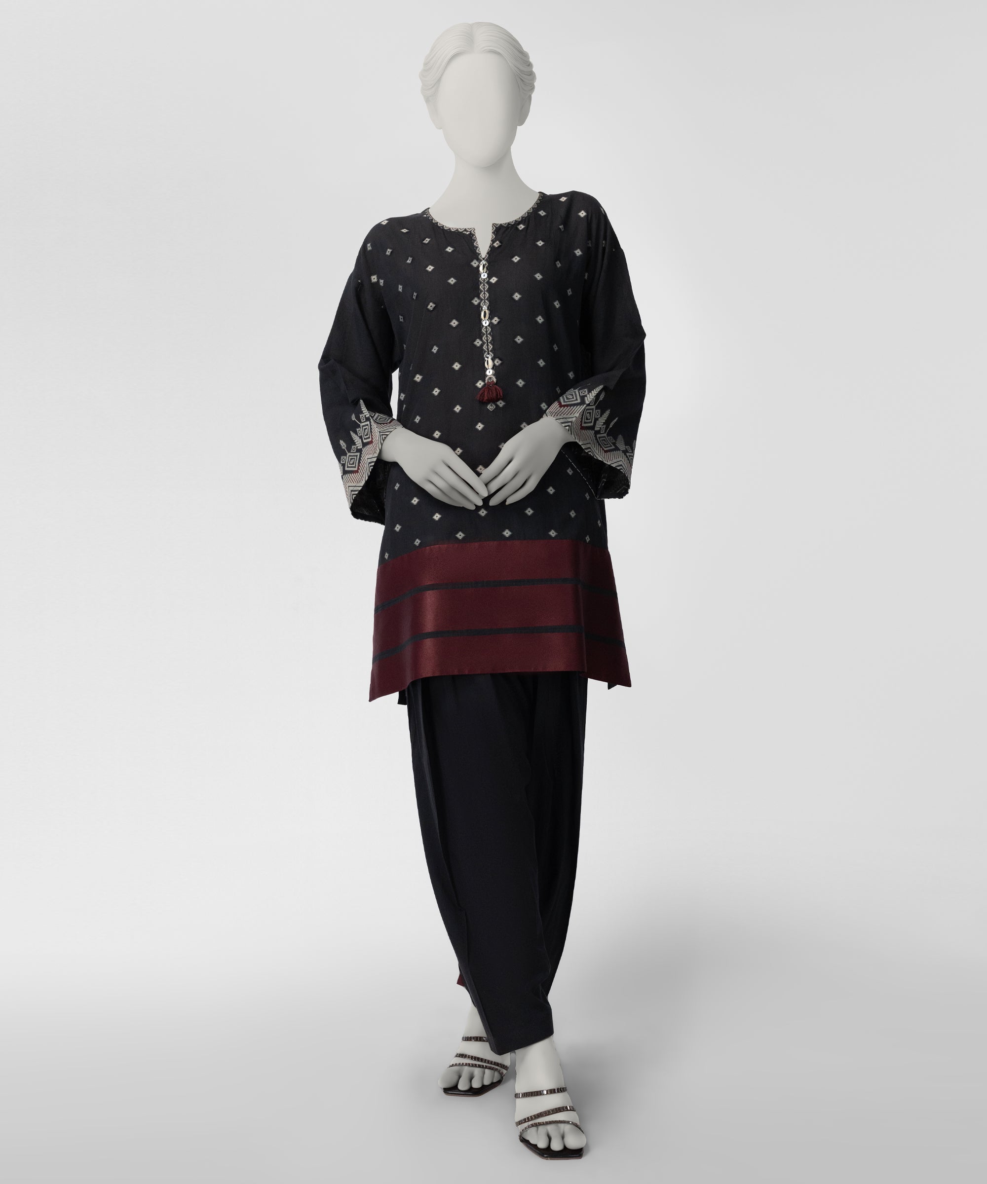 Black Yarn Dyed Jacquard Co-Ord Set