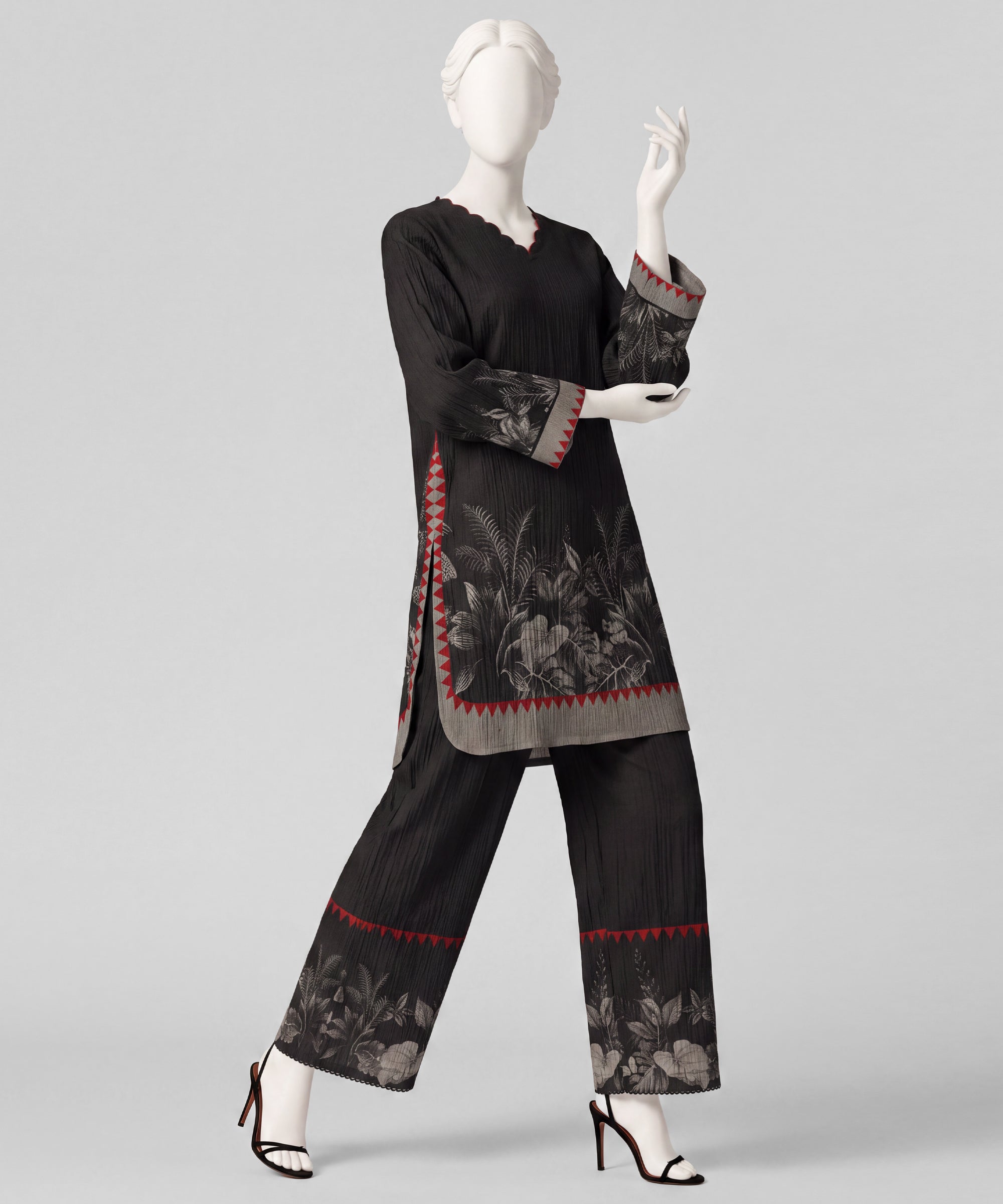 Black Seersucker Co-Ord Set