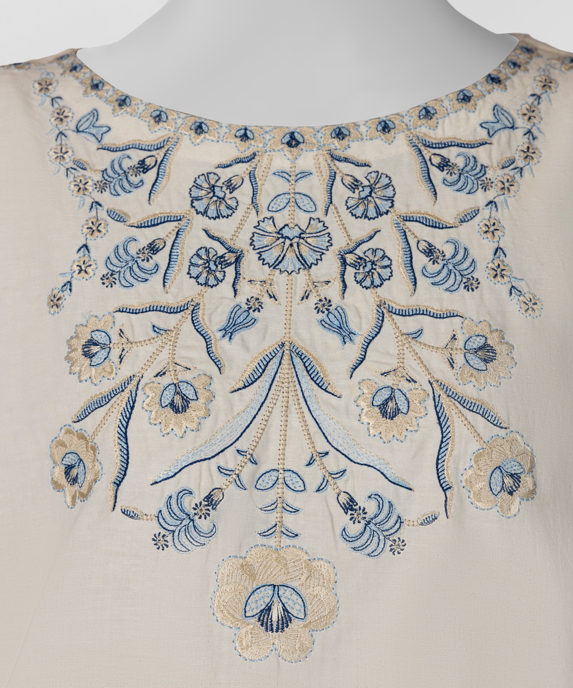 Off White Embroidered Linen Co-Ord Set