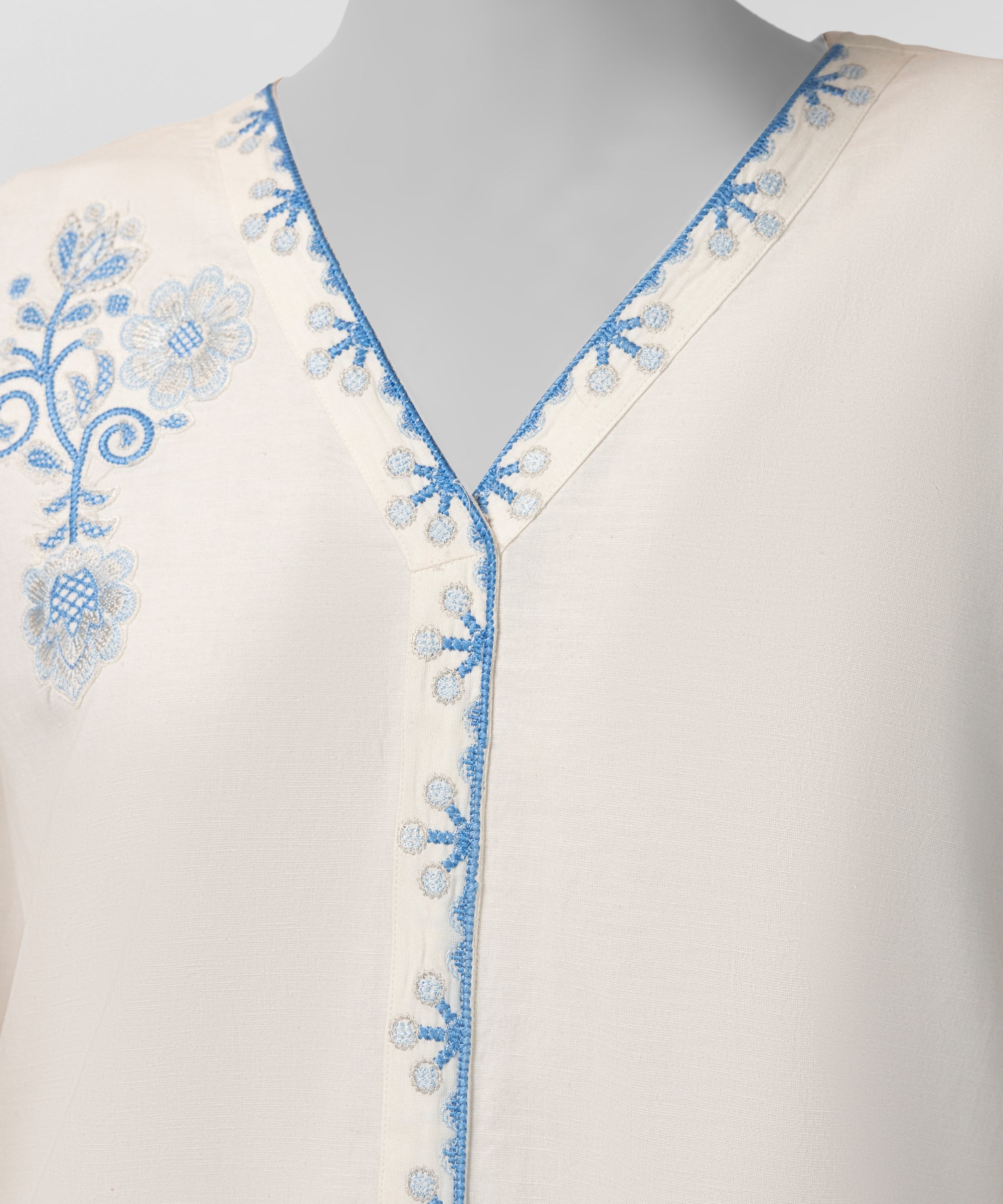 White Embroidered Linen Co-Ord Set