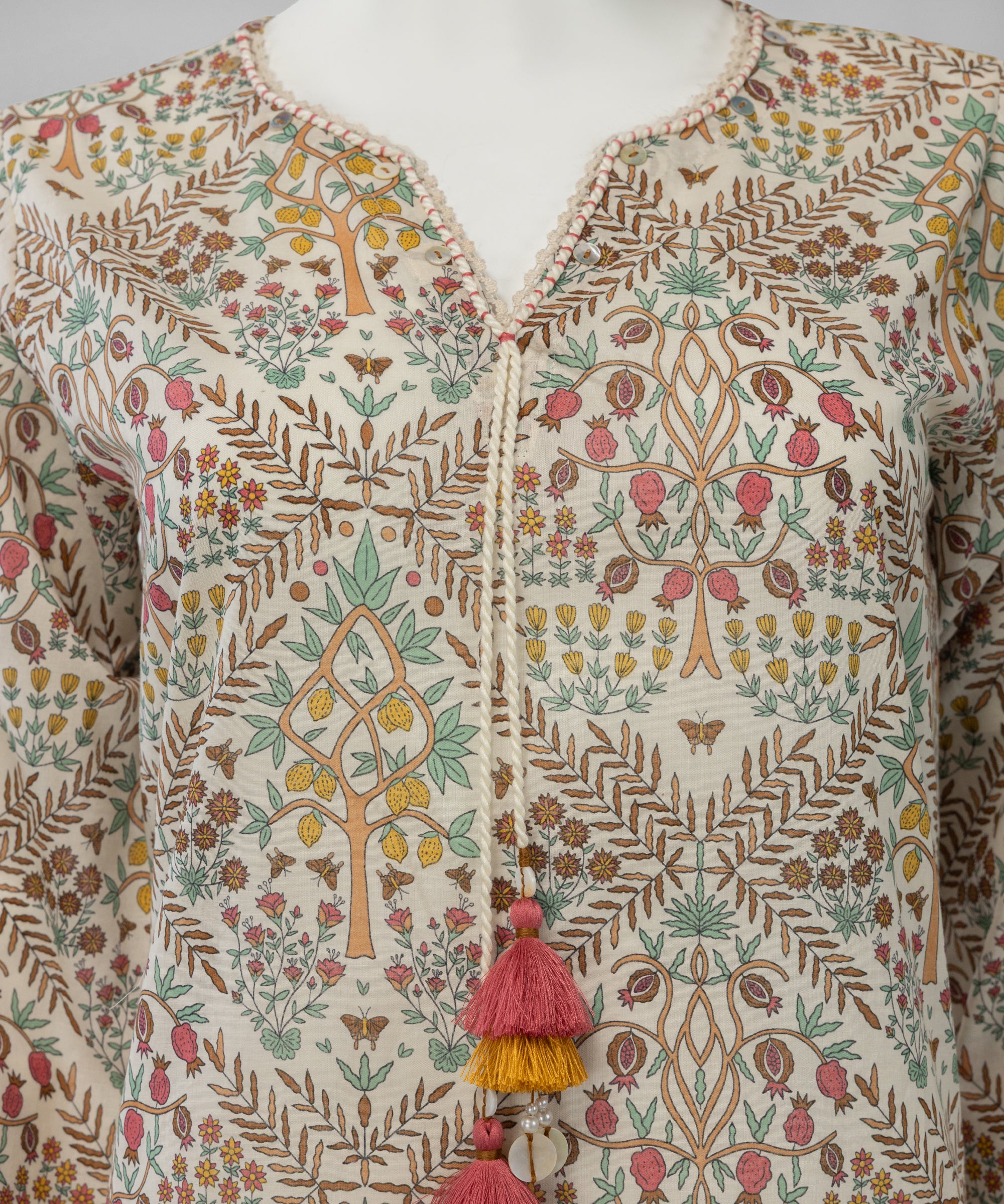 Cream Lawn Printed Unstitched 1Pc
