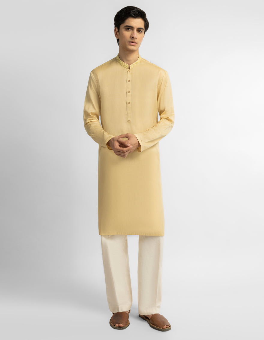 CREAM COTTON SEMI-FORMAL KURTA