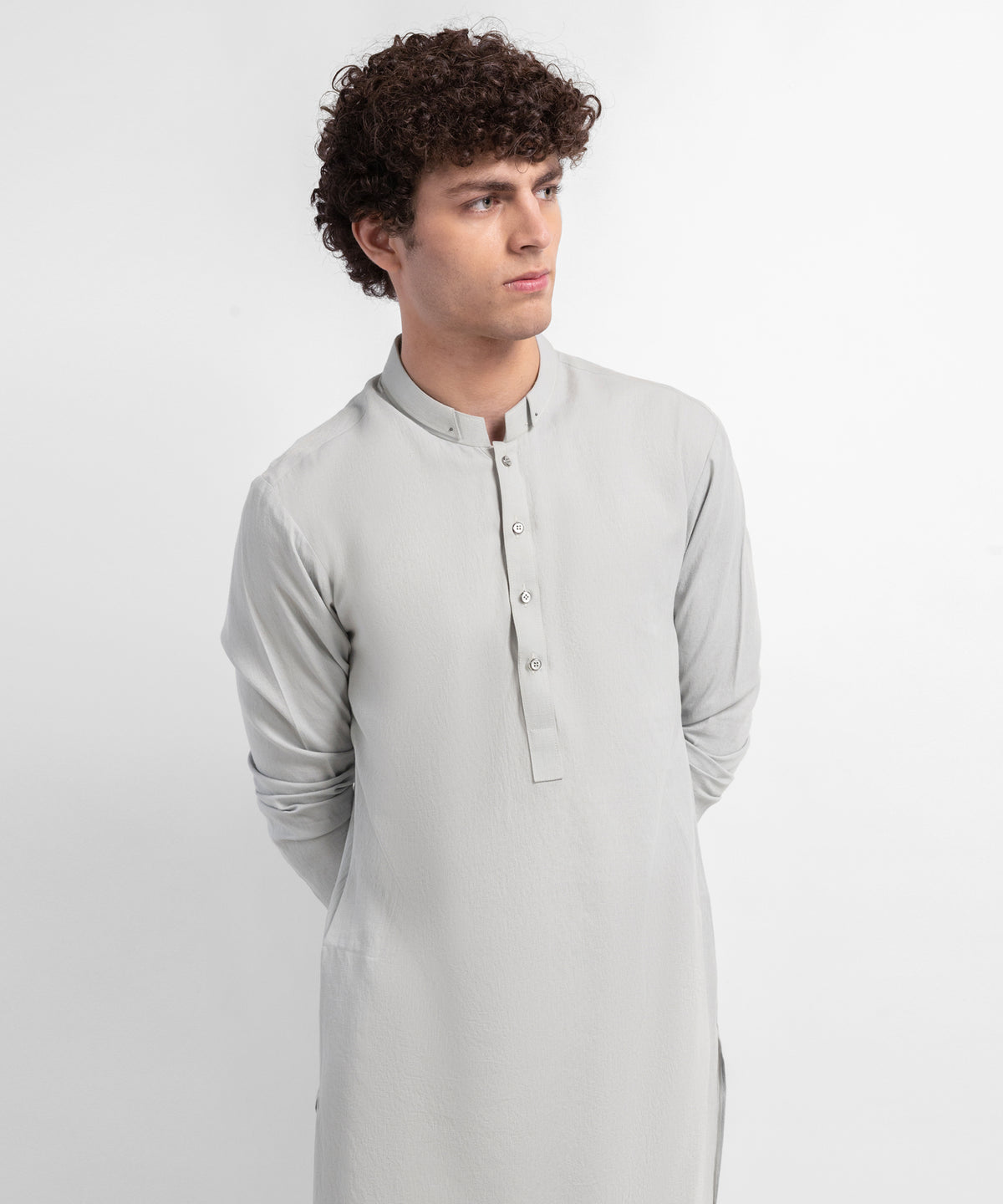 Light Grey Cotton Casual Kurta