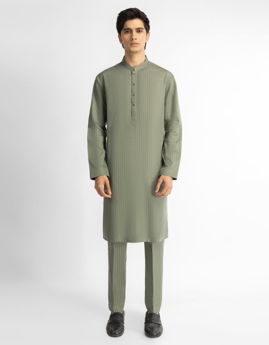 GREEN PLAIN KURTA TROUSERS