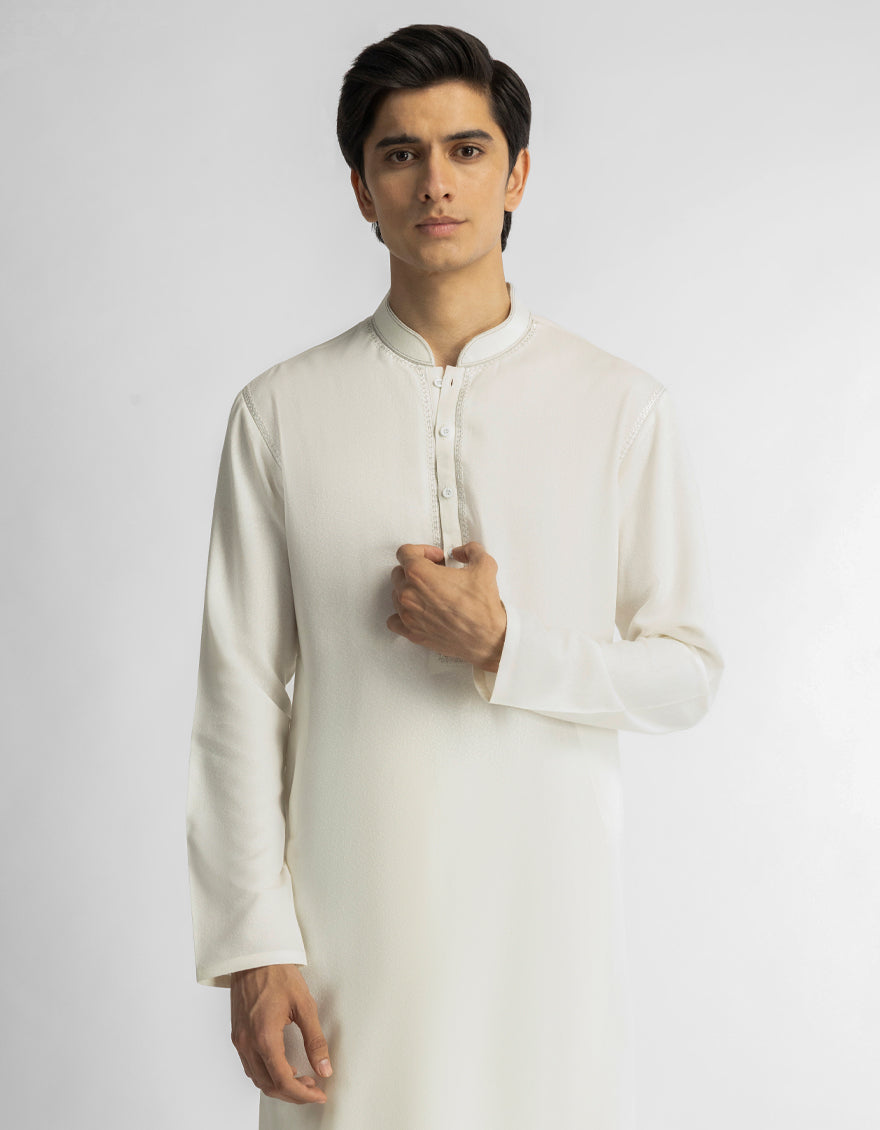 CREAM CASUAL KAMEEZ SHALWAR
